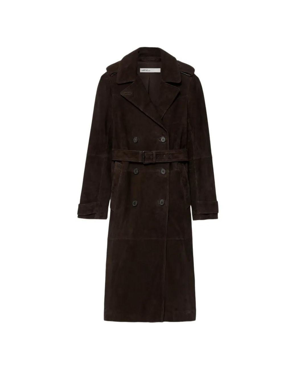 AllSaints Black Double-Breasted Suede Coat