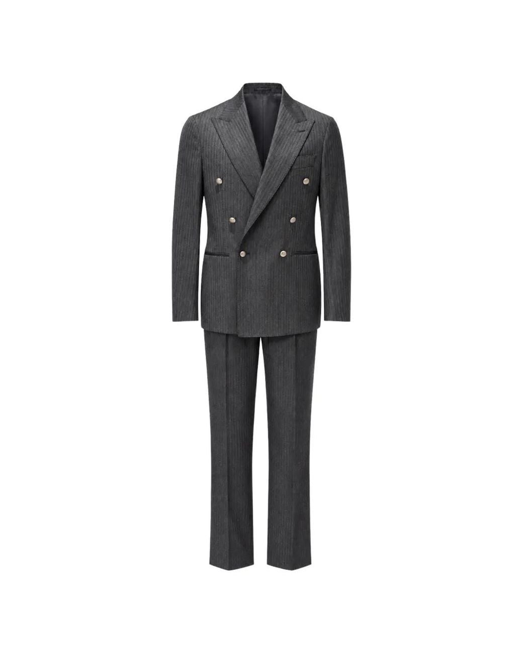 Franzese Collection Black Rolls Royce Herringbone Double-Breasted Suit for men