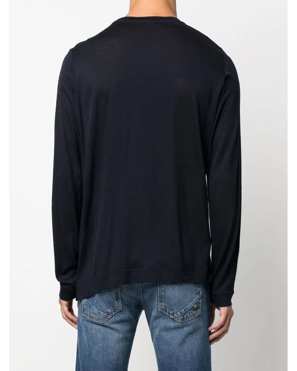 Zanone Blue Crew-Neck Virgin-Wool T-Shirt for men