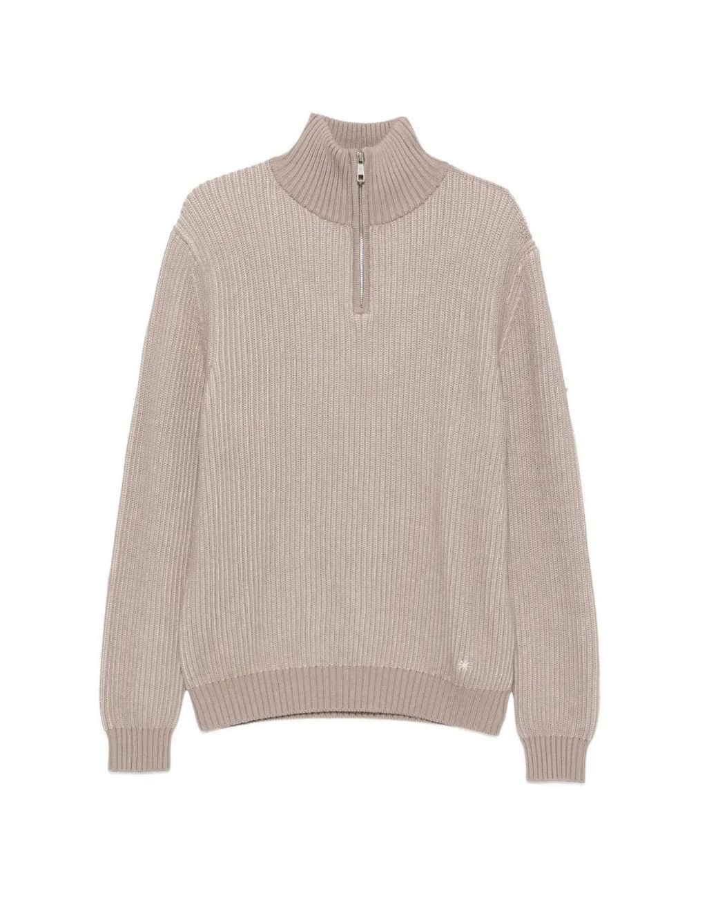 Manuel Ritz Natural Half-Zip Ribbed Sweater for men