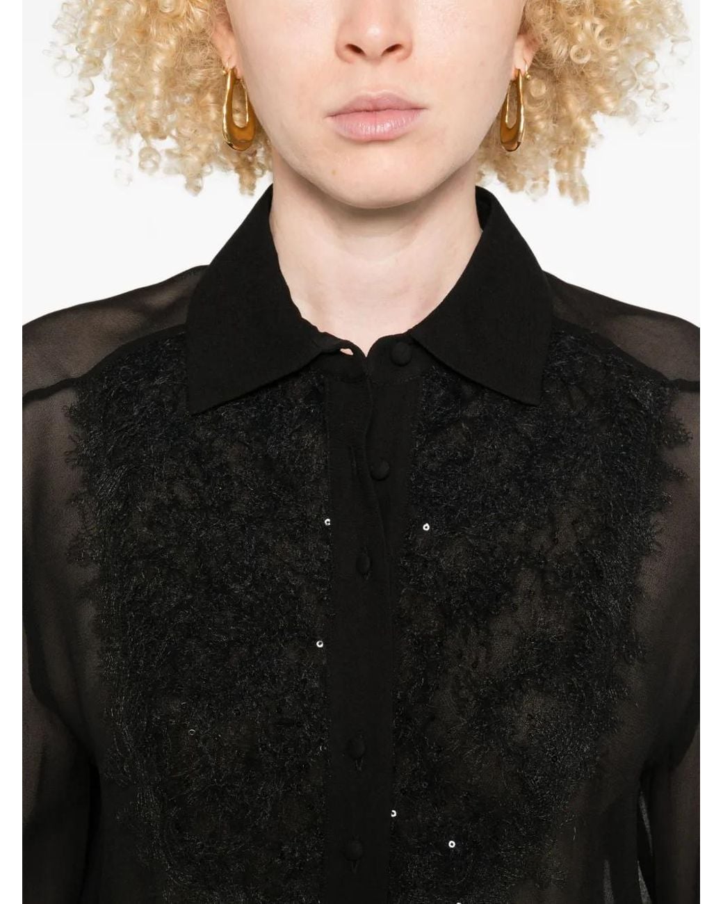 ERMANNO FIRENZE Black Embellished Blouse