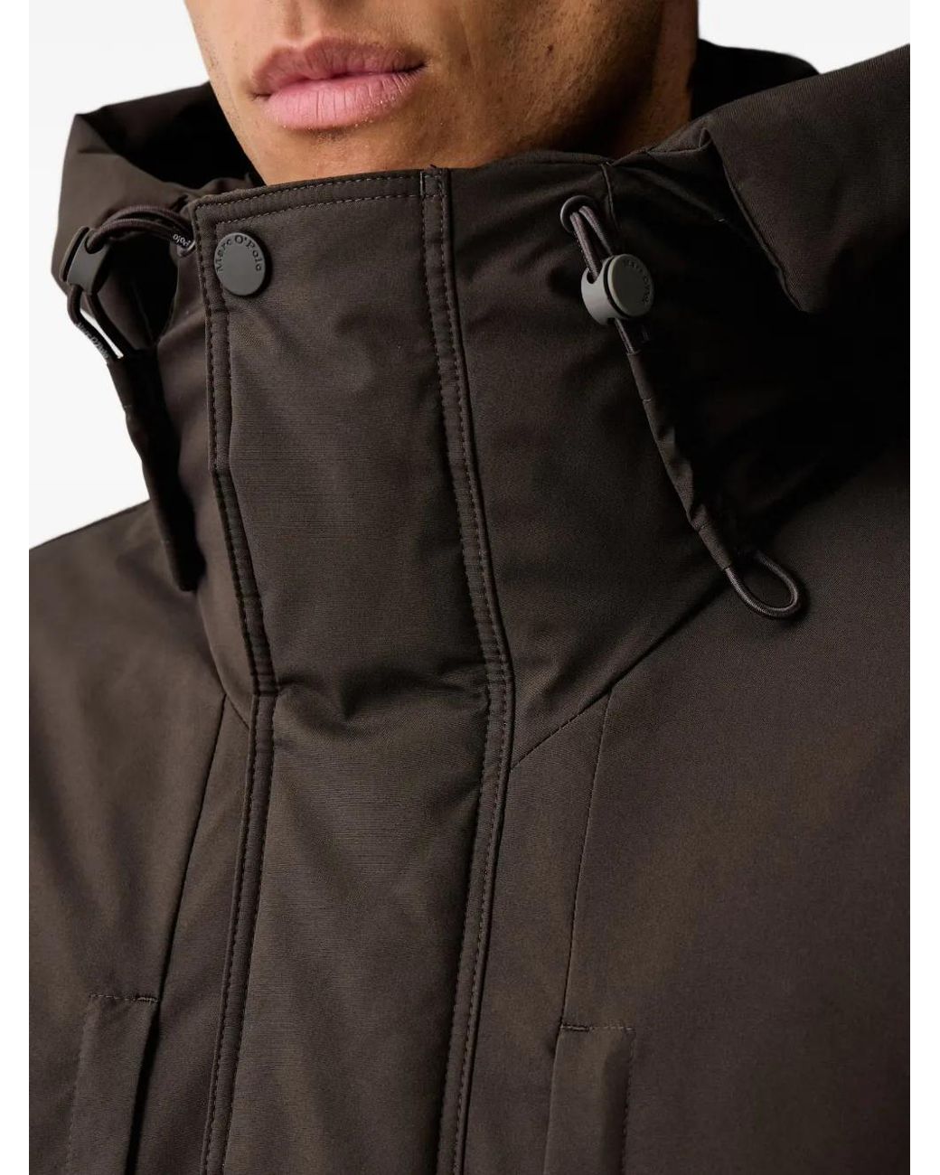 Marc O' Polo Black Hooded Multi-Pocket Parka Coat for men