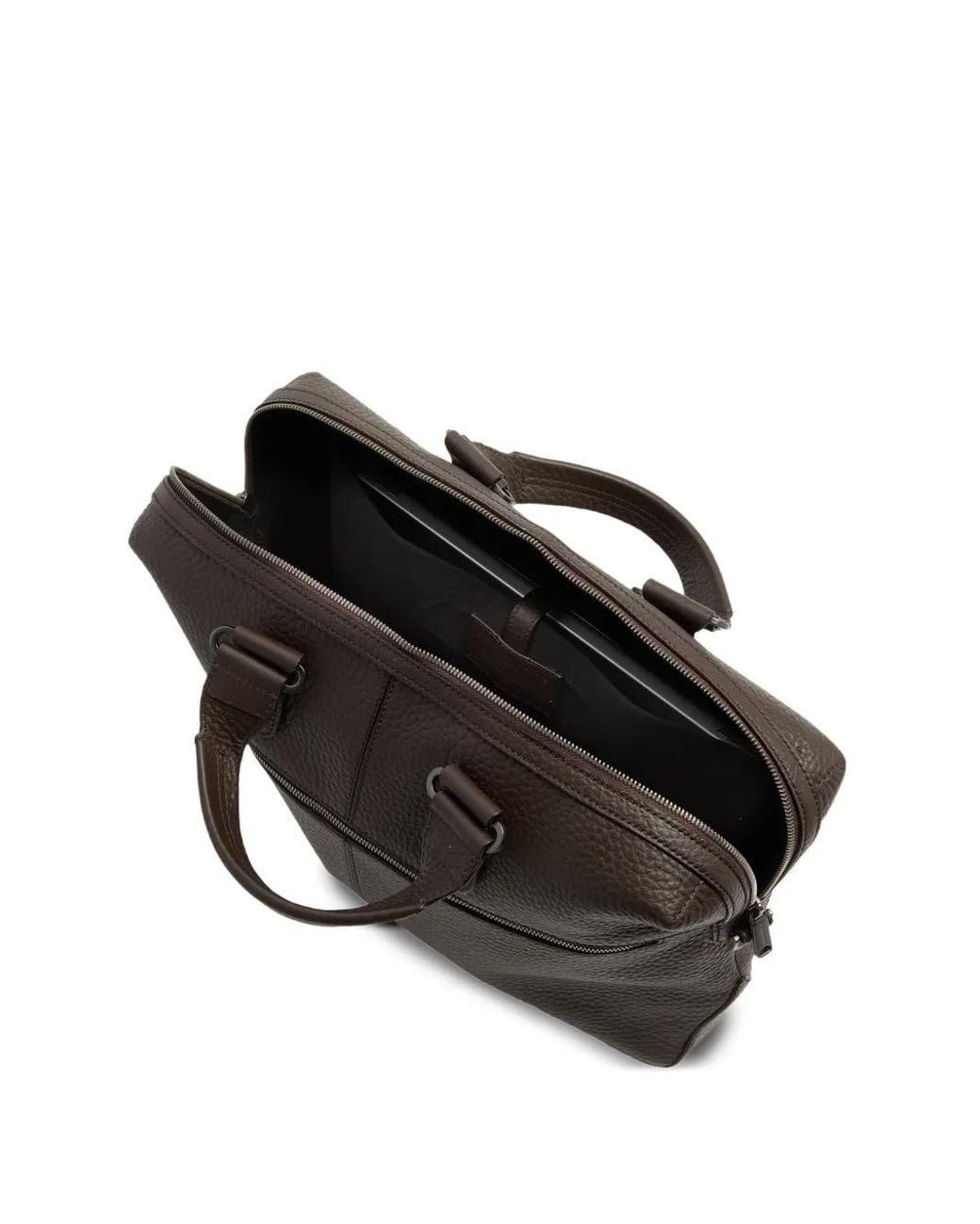 The Bridge Black Manfredi Pebbled Leather Briefcase for men