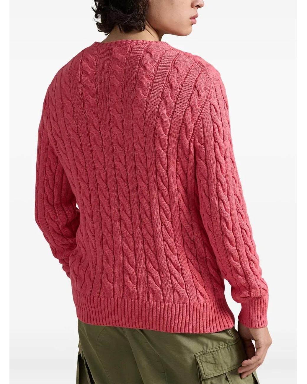 Polo Ralph Lauren Pink Cable Knit Sweater With Logo for men