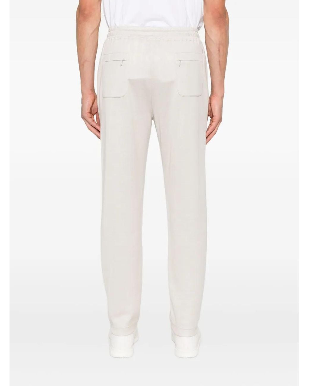 Eleventy White Drawstring Zip-Pocket Track Pants for men