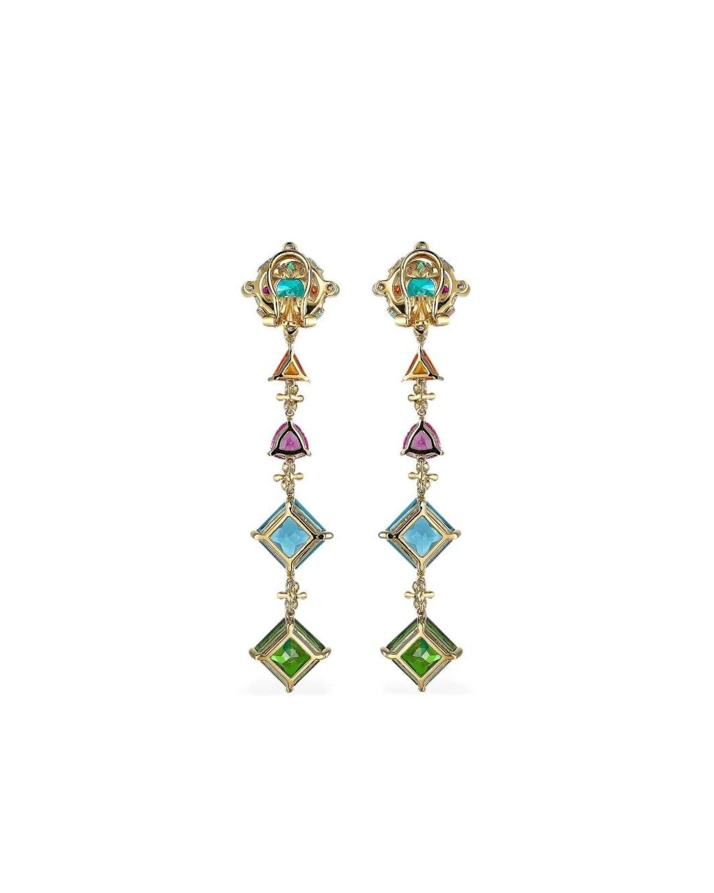 Anabela Chan White 18Kt Vermeil Tropical Paradise Multi-Stone And Diamond Clip-On Earrings