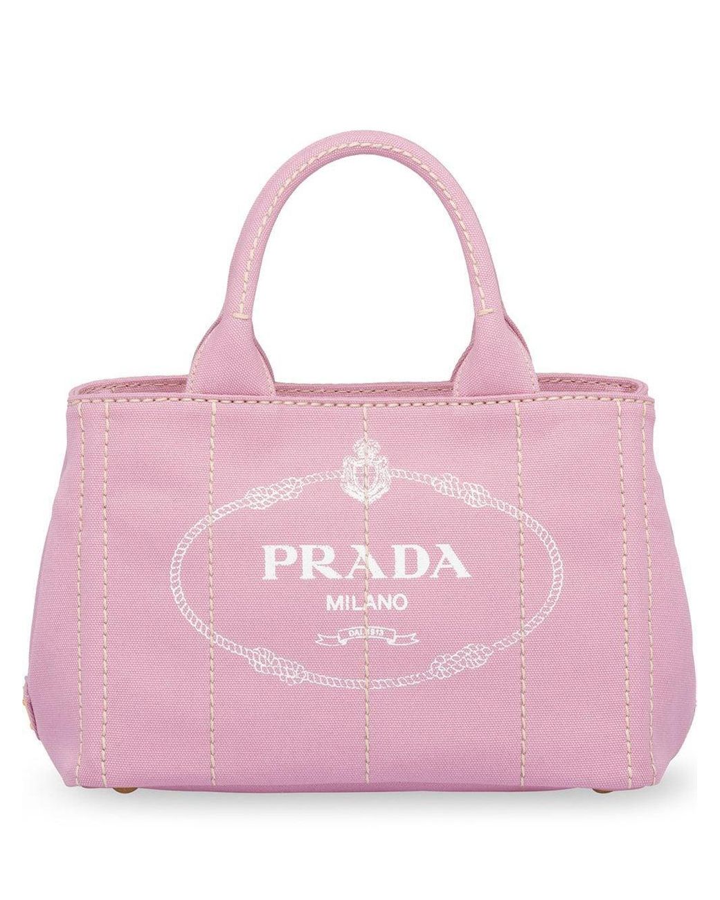 Prada Fabric Logo Printed Tote in Pink | Lyst