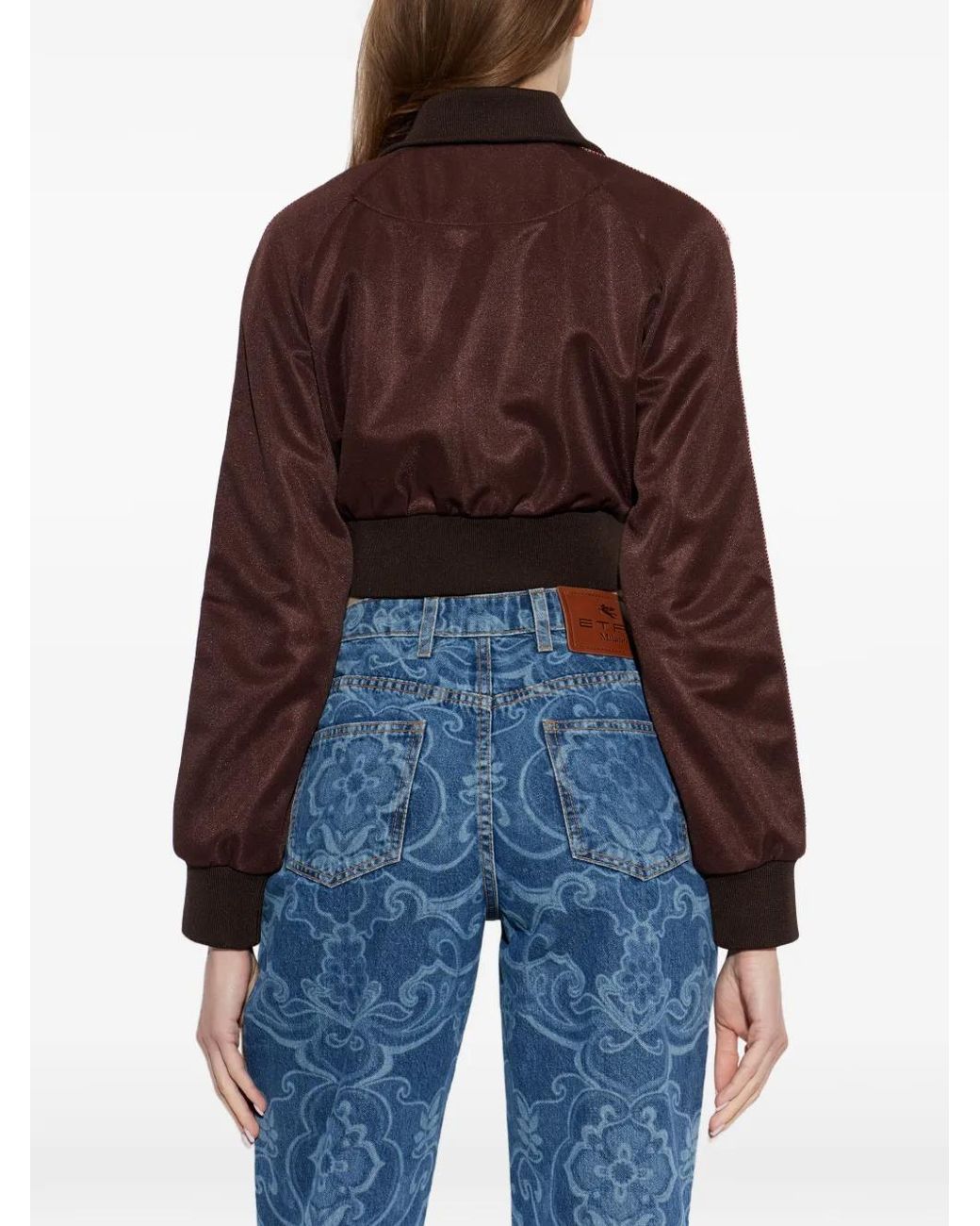 Etro Brown Cropped Sweatshirt With Contrasting Bands