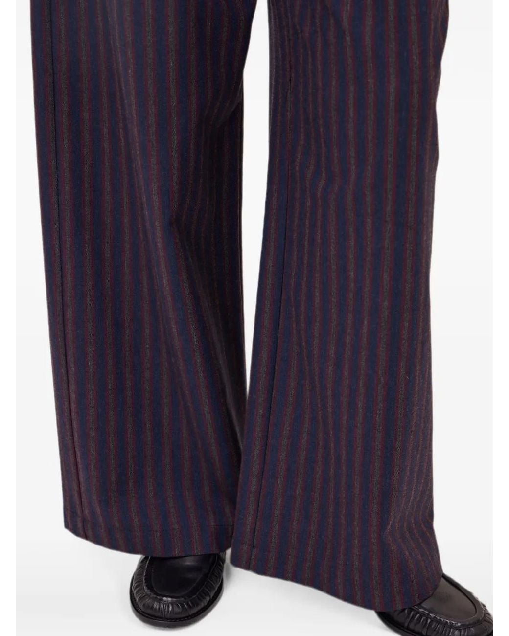Ottod'Ame Blue Pinstripe Pleated Trousers
