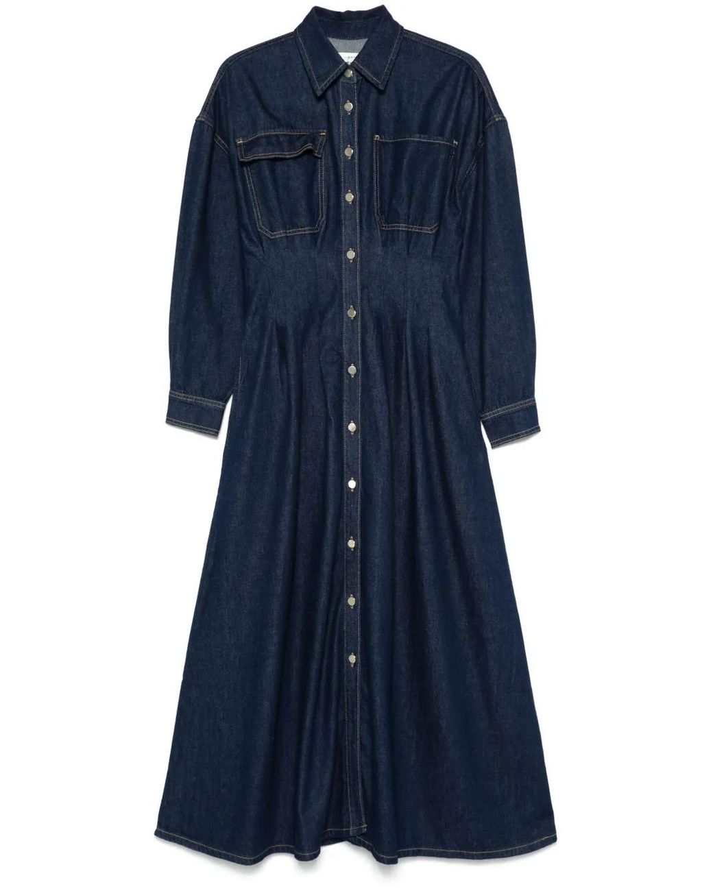 FRAME Nipped Maxi Dress in Blue
