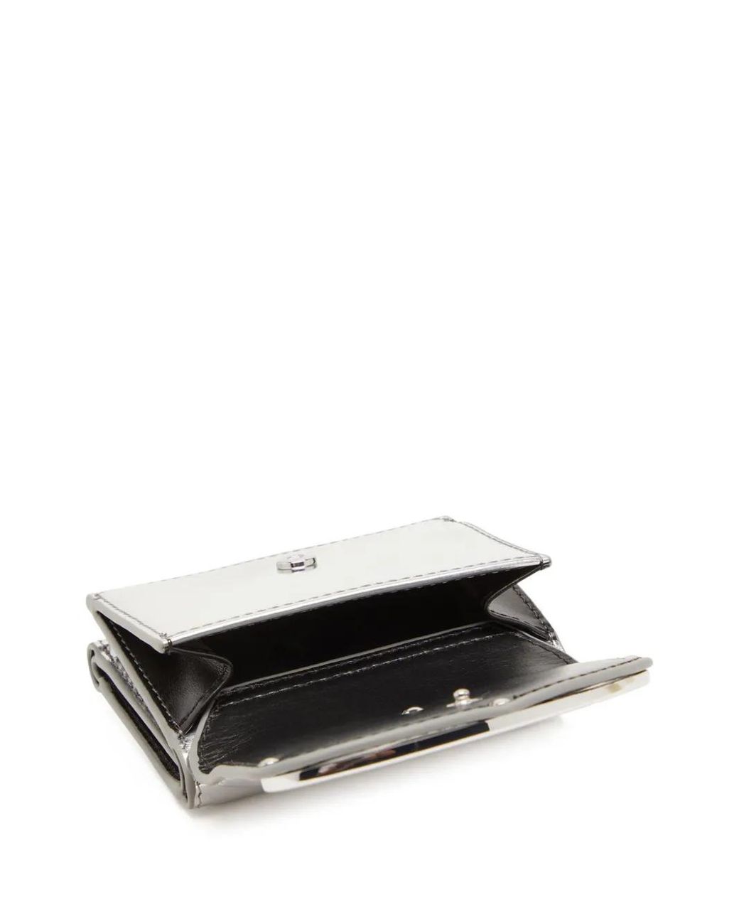 DIESEL White Oval-D Metallic Leather Wallet