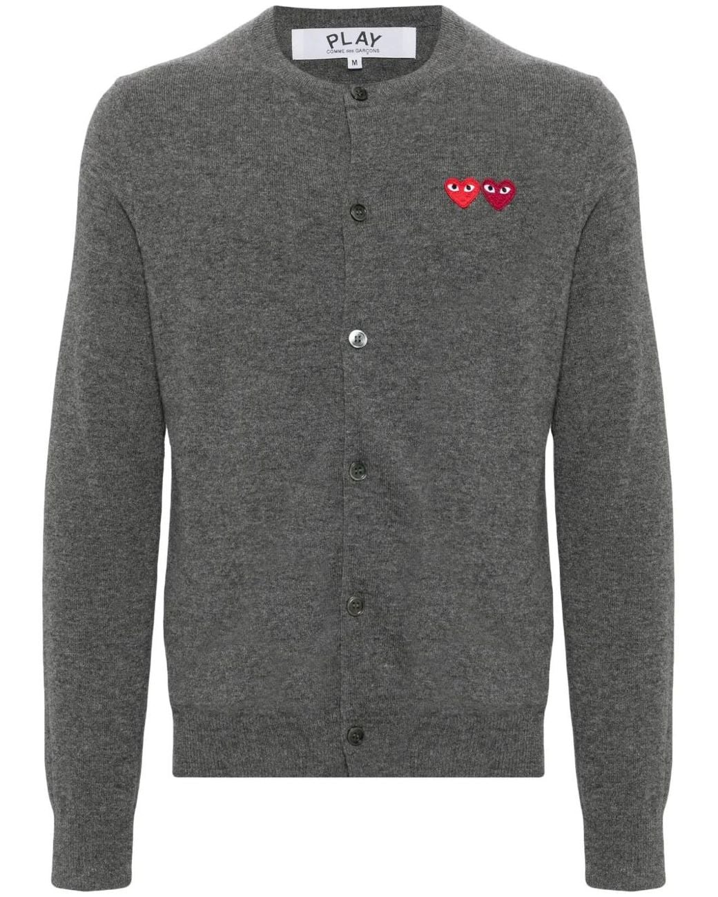 COMME DES GARÇONS PLAY Gray Heart-Patch Wool Cardigan