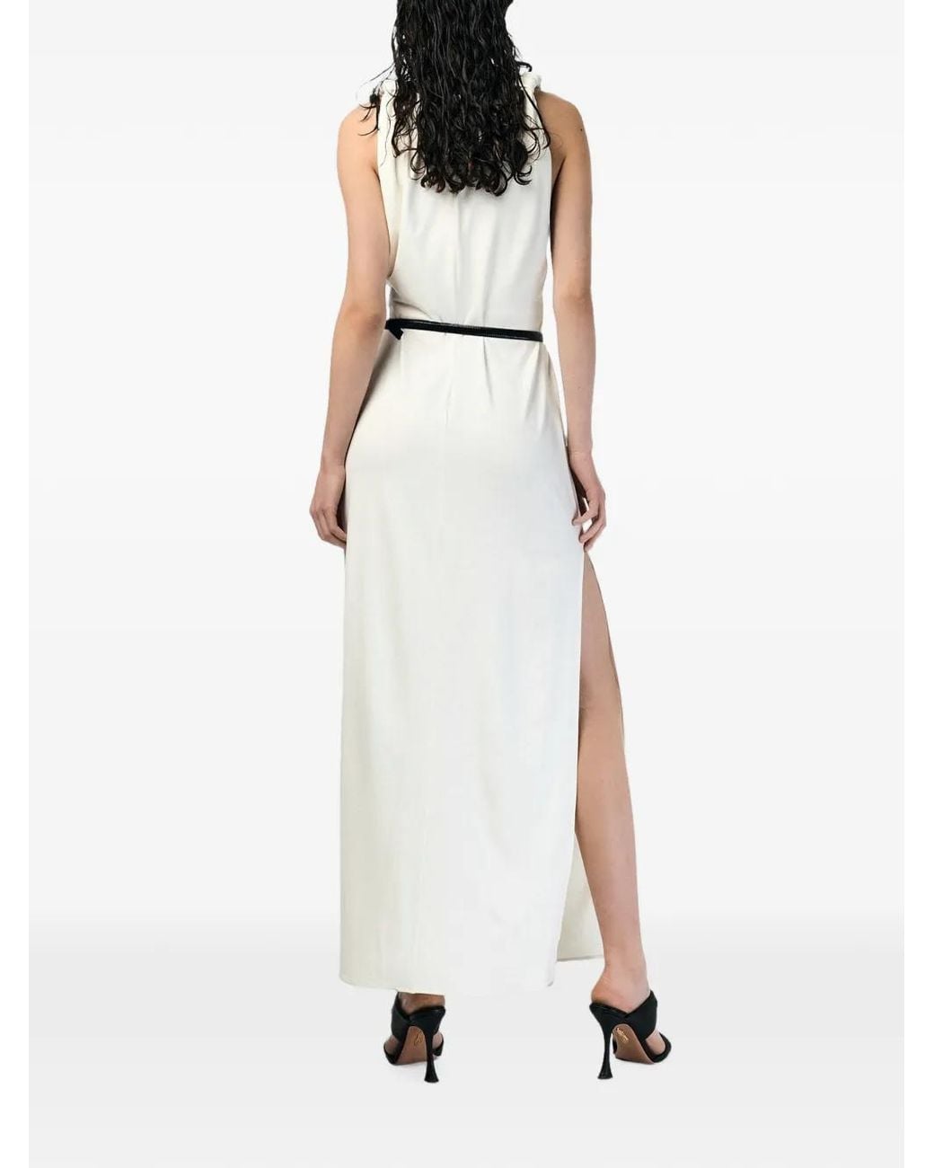 ANDRA ANDREESCU White Elene Knotted-Shoulder Maxi Dress