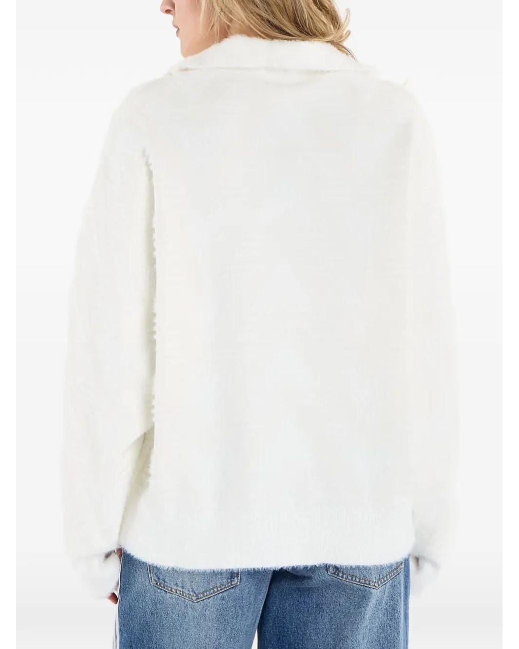 Adidas White Knit Hz Polo Top