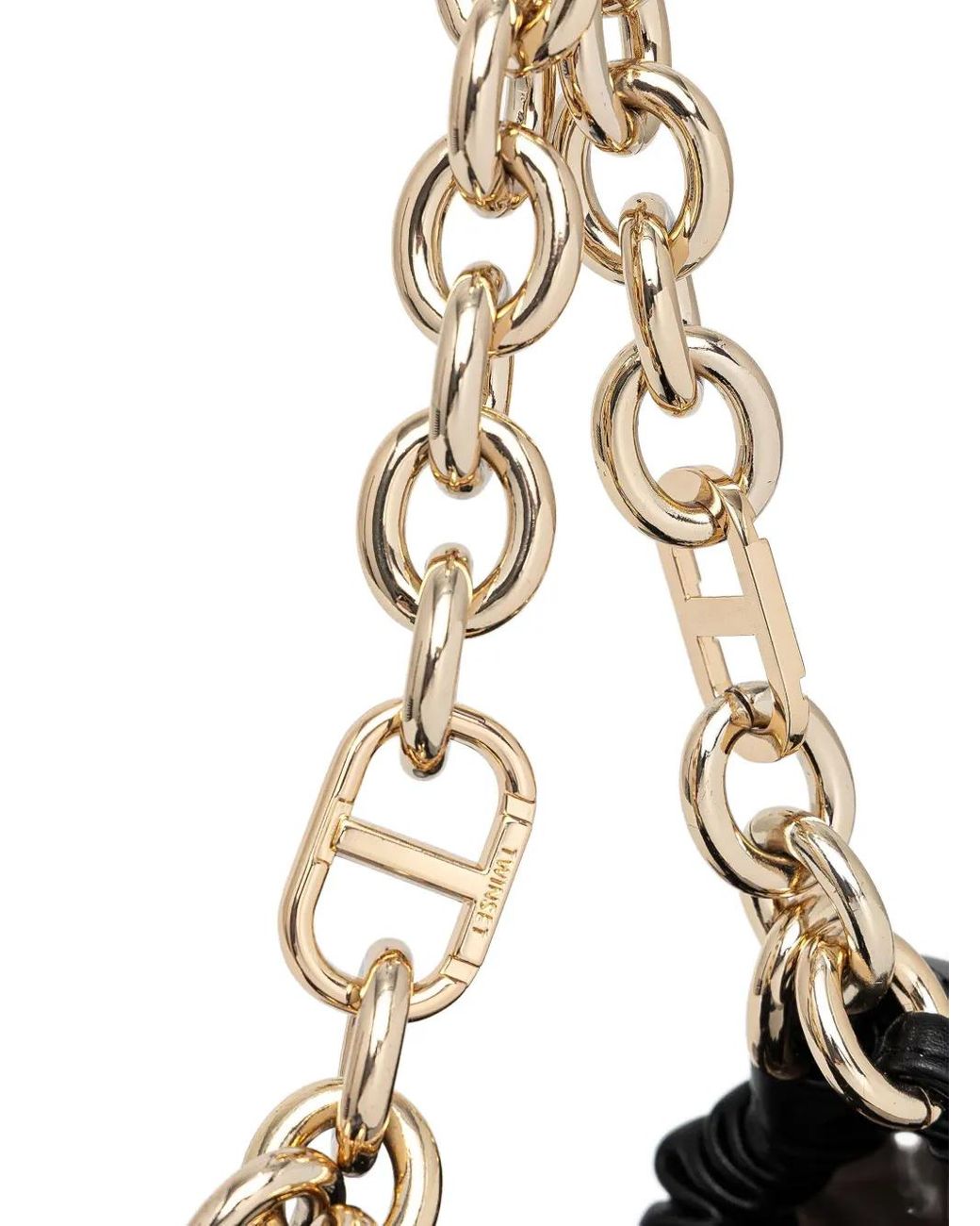 Twinset Black Chain-Strap Gathered Tote Bag