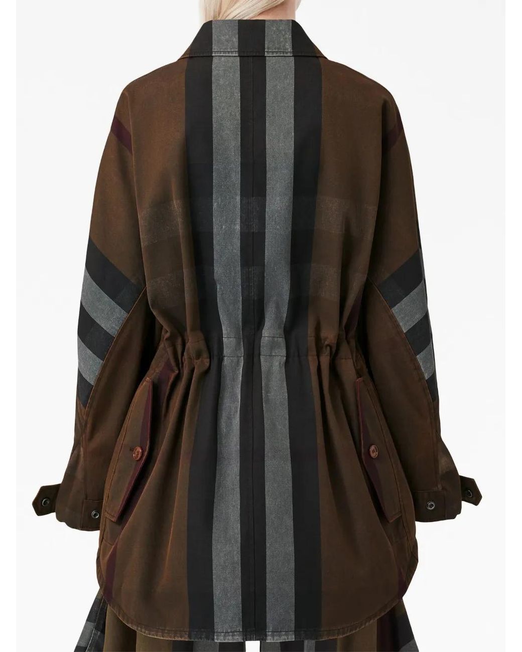 Burberry Brown Check-Print Long-Sleeved Parka