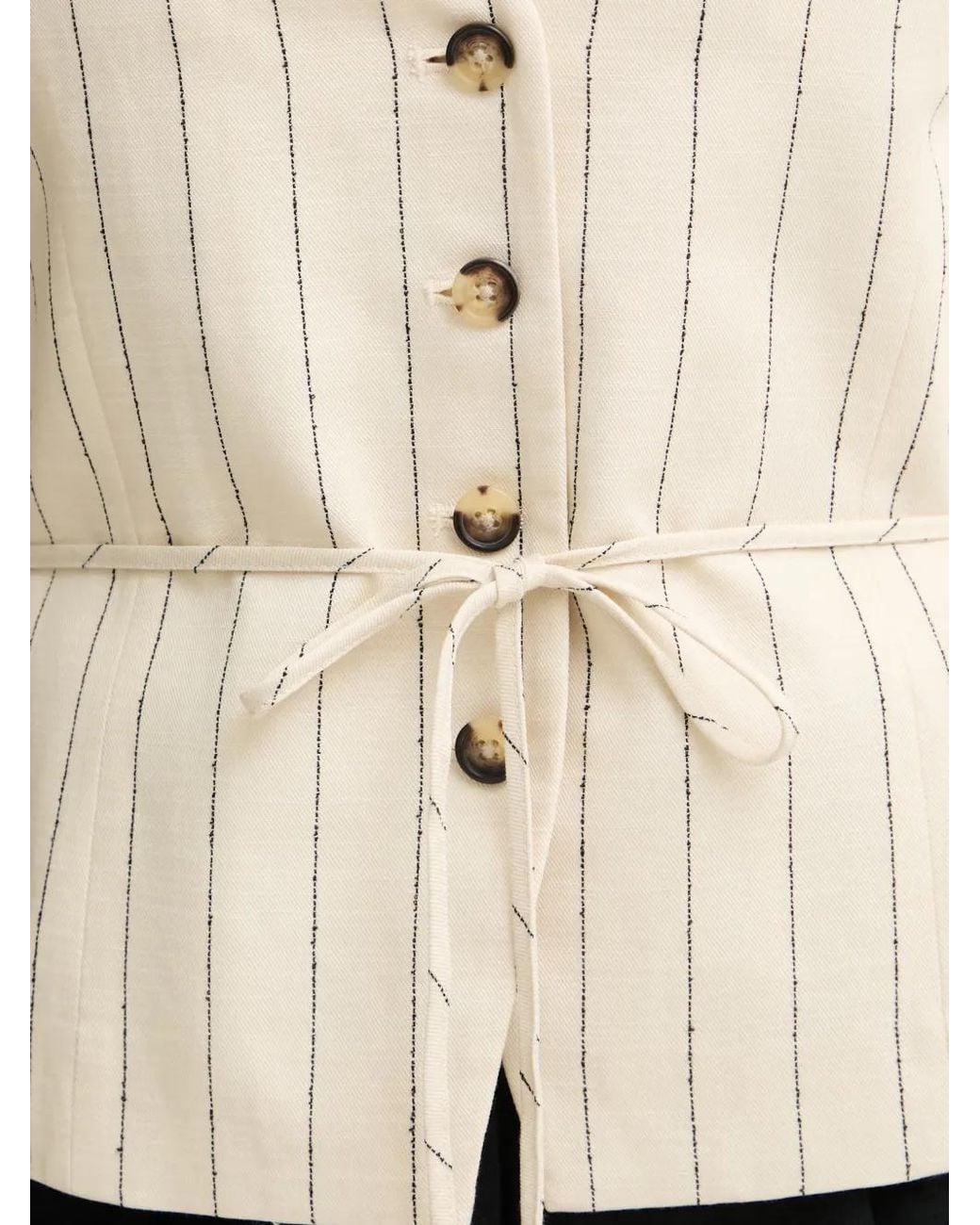 Rag & Bone White Pinstripe-Pattern Tie-Waist Top