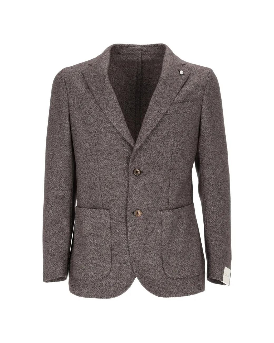 L.b.m. 1911 Brown Herringbone-Pattern Single-Breasted Blazer for men