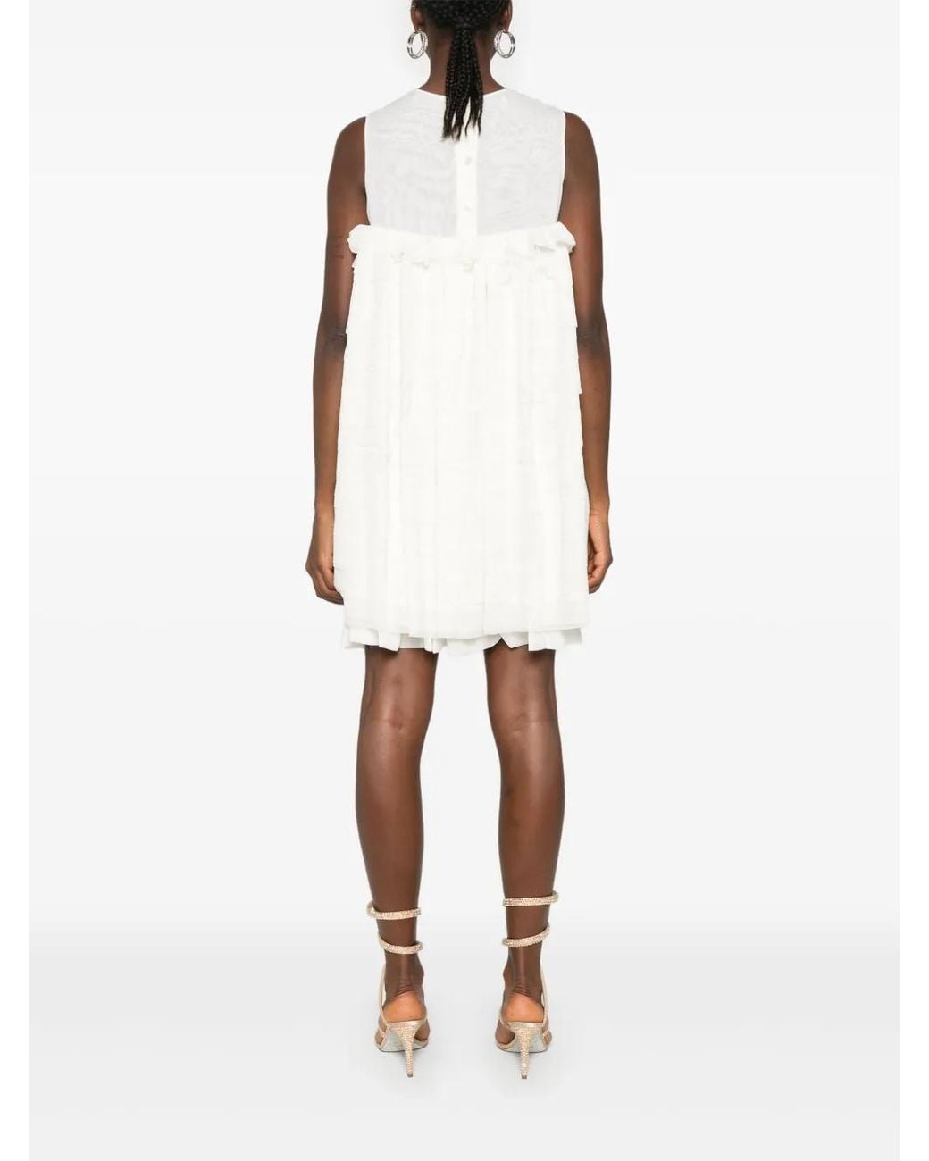 Baruni White Ruffled Mini Dress