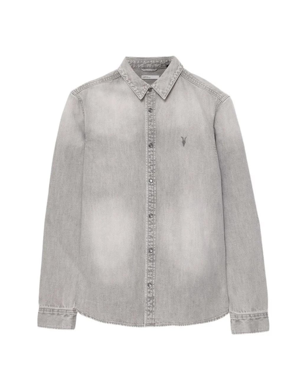 AllSaints Gray Gleason Denim Shirt for men