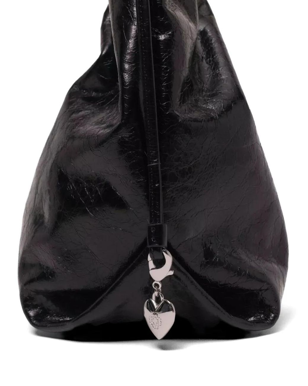 Maje Black M Tote Cracked-Leather Tote Bag