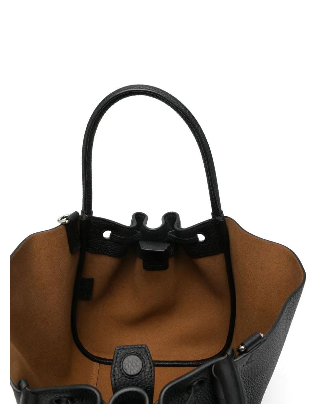 Proenza Schouler Black Small Leather Gathered Tote Bag With A Logo On The Front