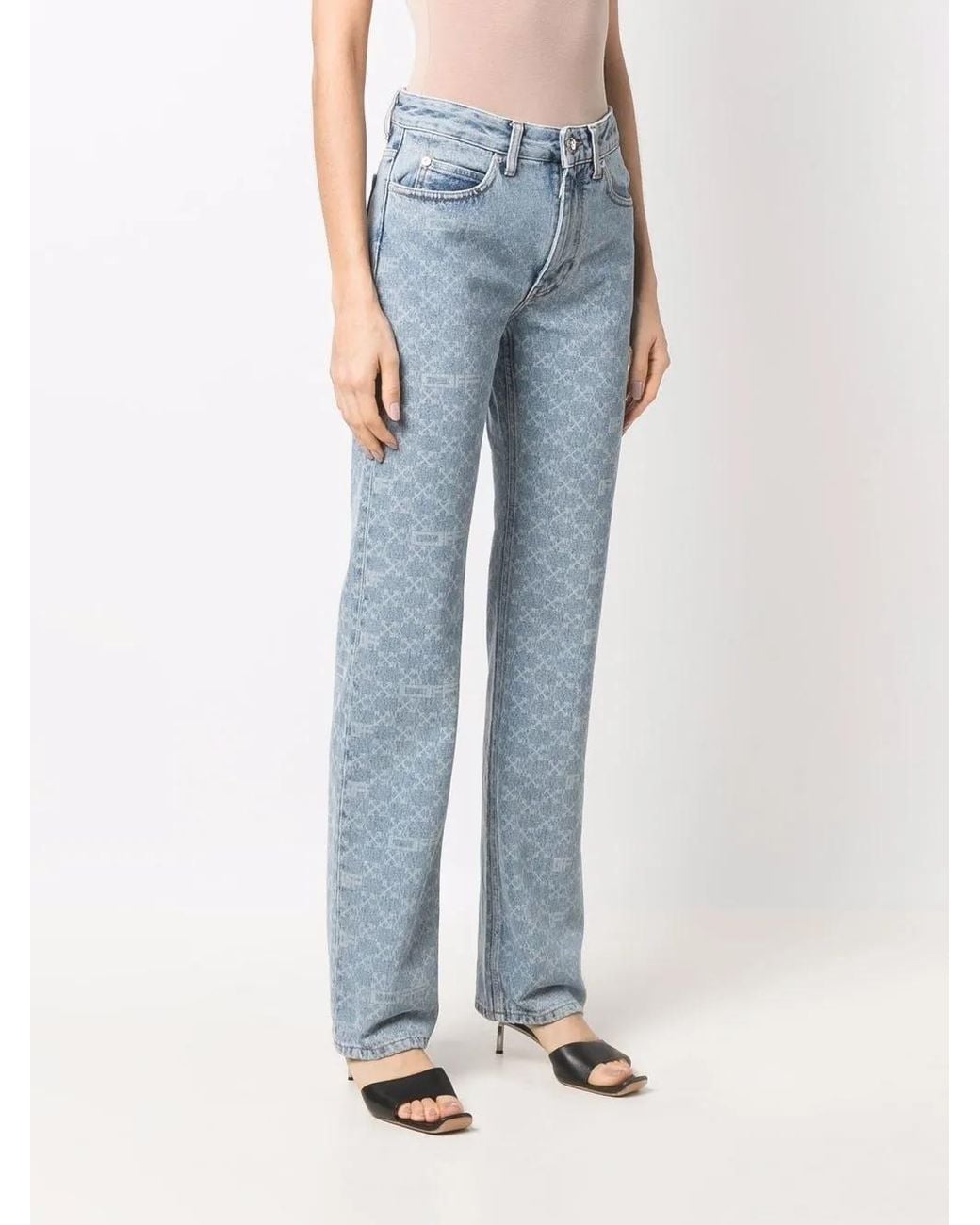 Off-White c/o Virgil Abloh Monogram-print Straight Leg Jeans in