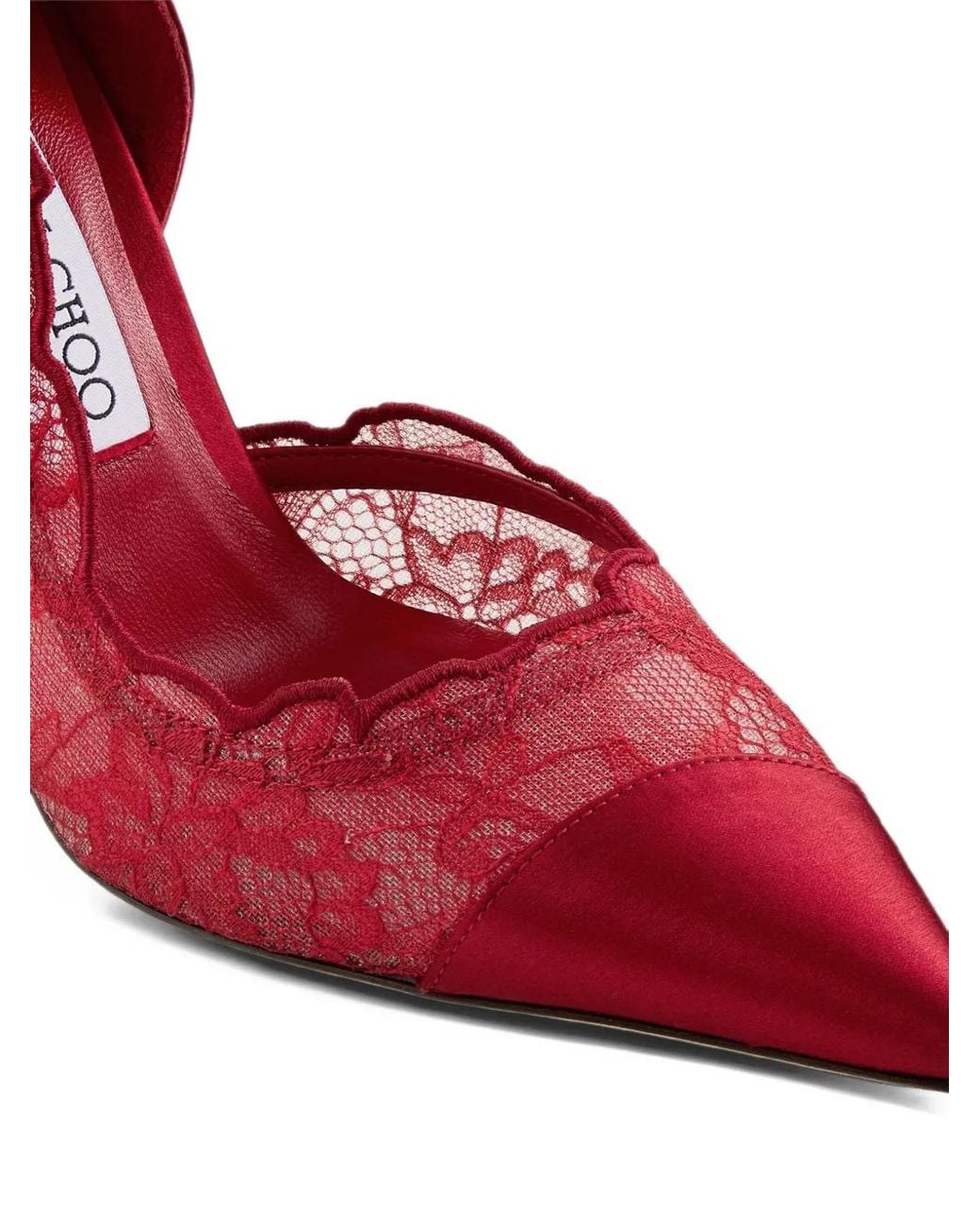 Jimmy Choo Red Brigitte Lace-Panel Pumps