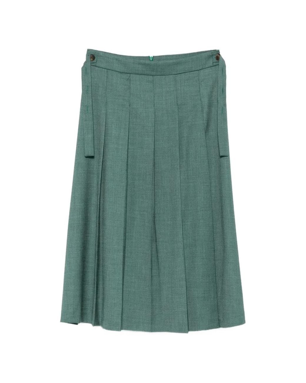 ViCOLO Green Pleated Midi Skirt