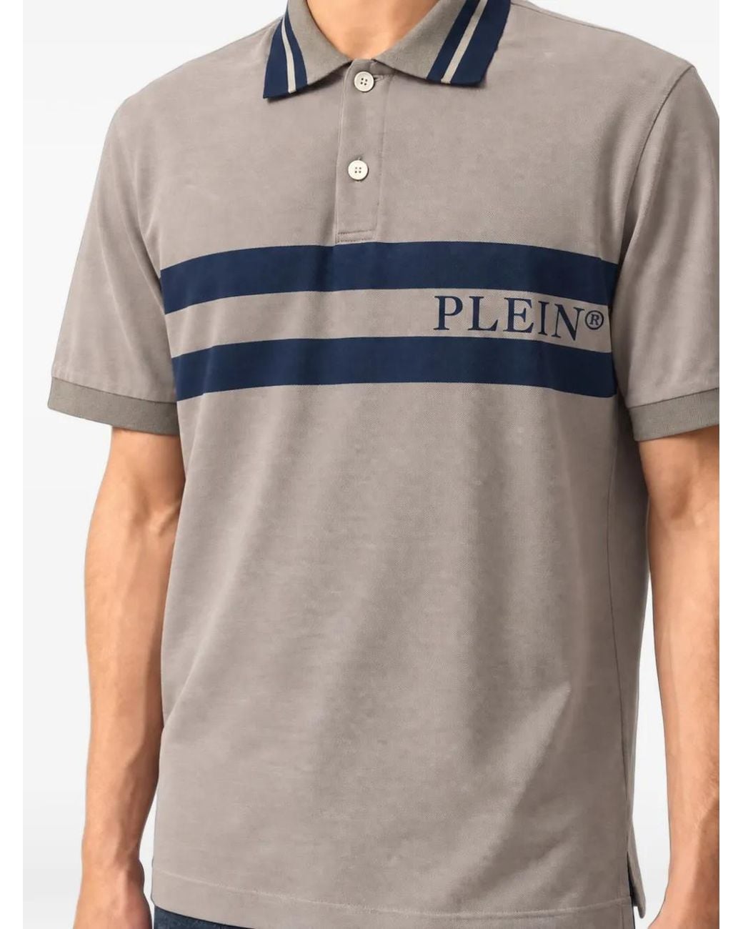 Philipp Plein Gray Polo T-Shirt Stripe Logo for men