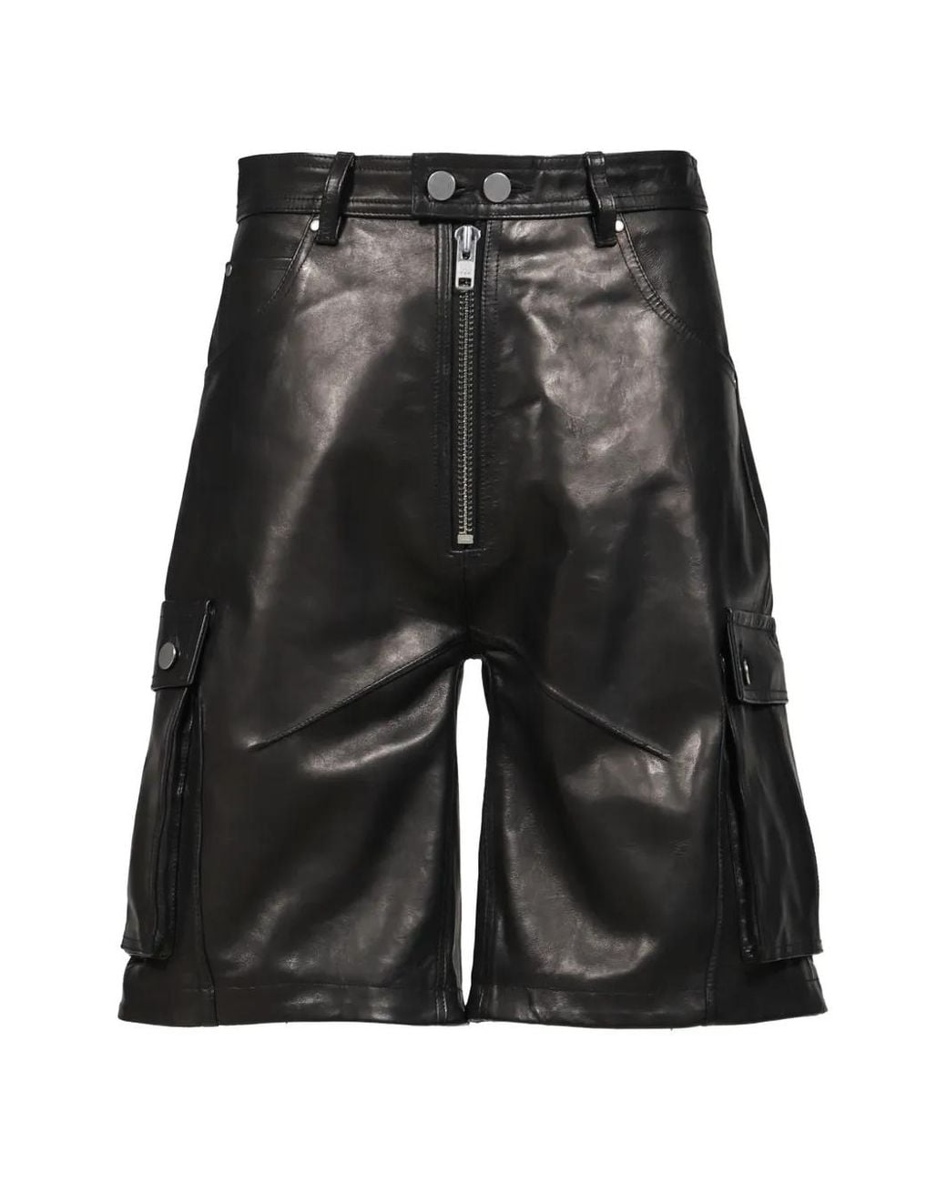 FILTH Gray Short Cargo En Peau D'Agneau for men