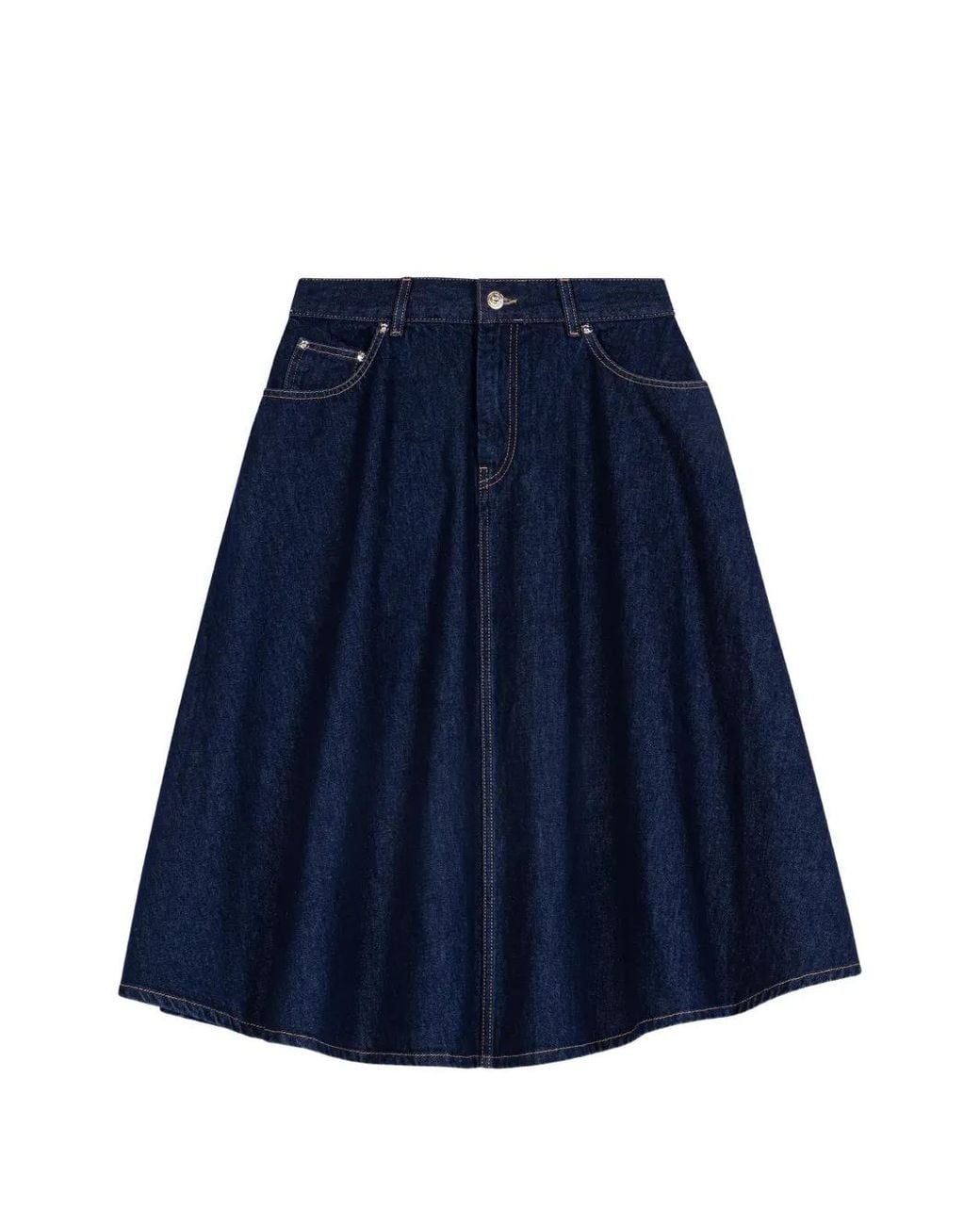 Maje Blue A-Line Midi Skirt