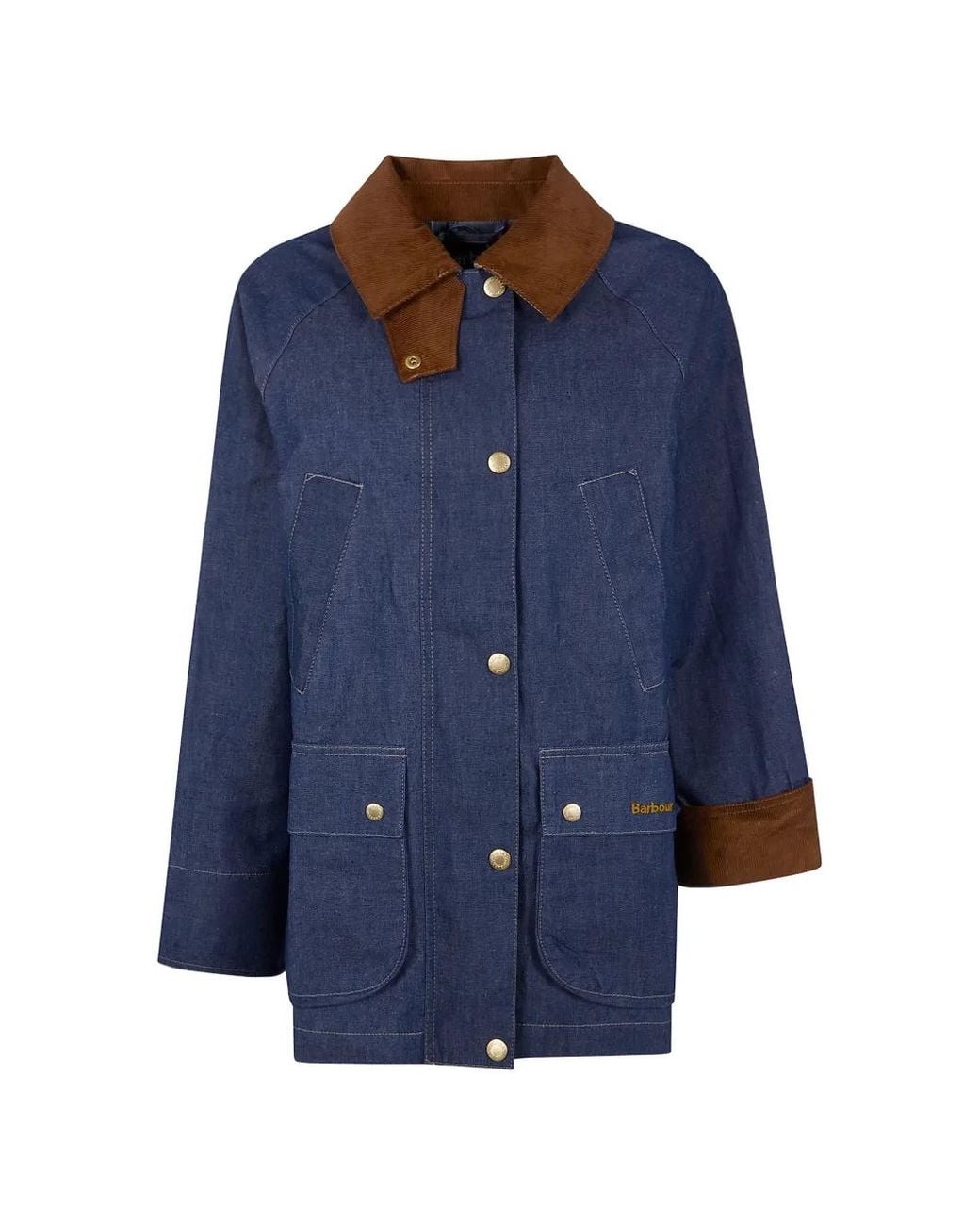 Barbour Blue Asker Corduroy-Collar Denim Coat