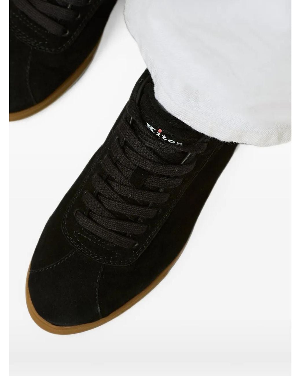 Kiton Black Goatskin Suede Sneakers