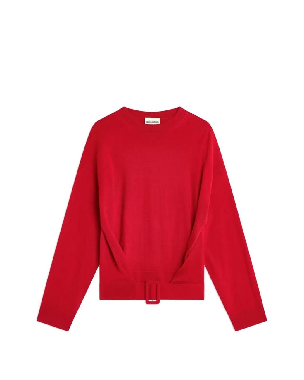Semicouture Red Belted-Waist Sweater