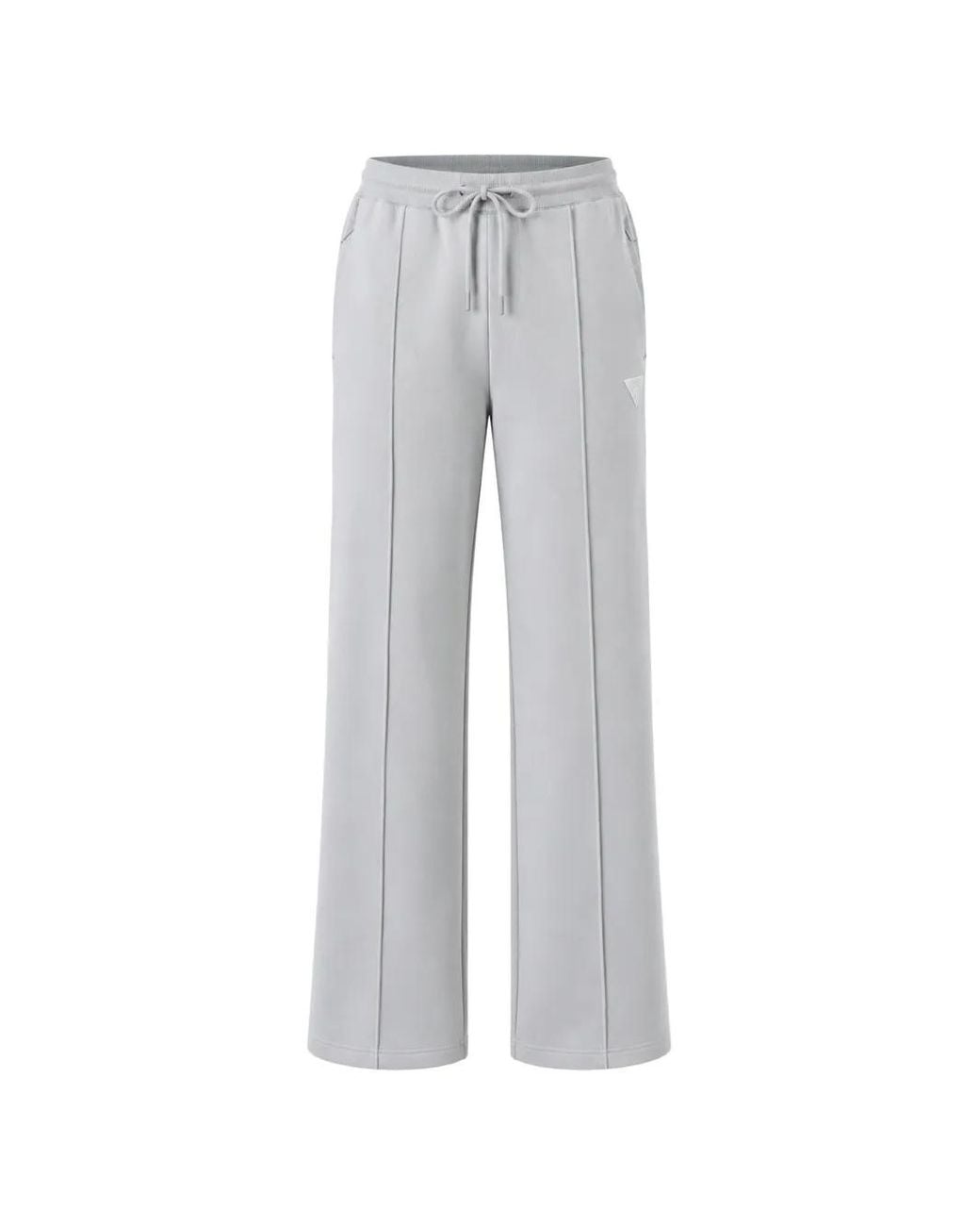 Guess Gray Logo-Patch Pintuck Track Pants for men
