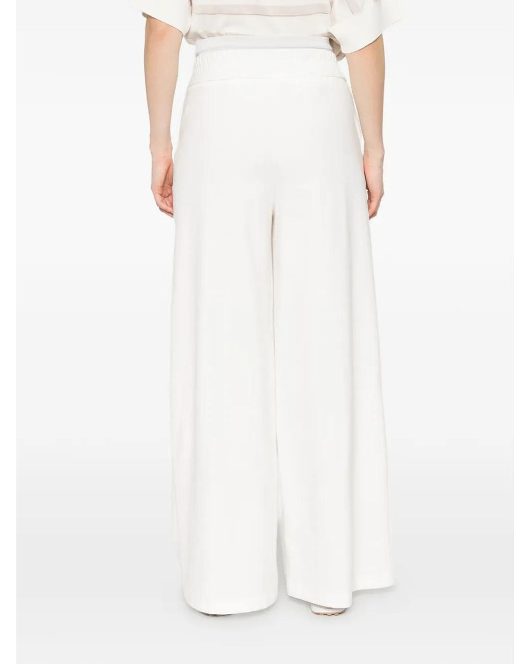 Panicale White Drawstring Wide-Leg Trousers