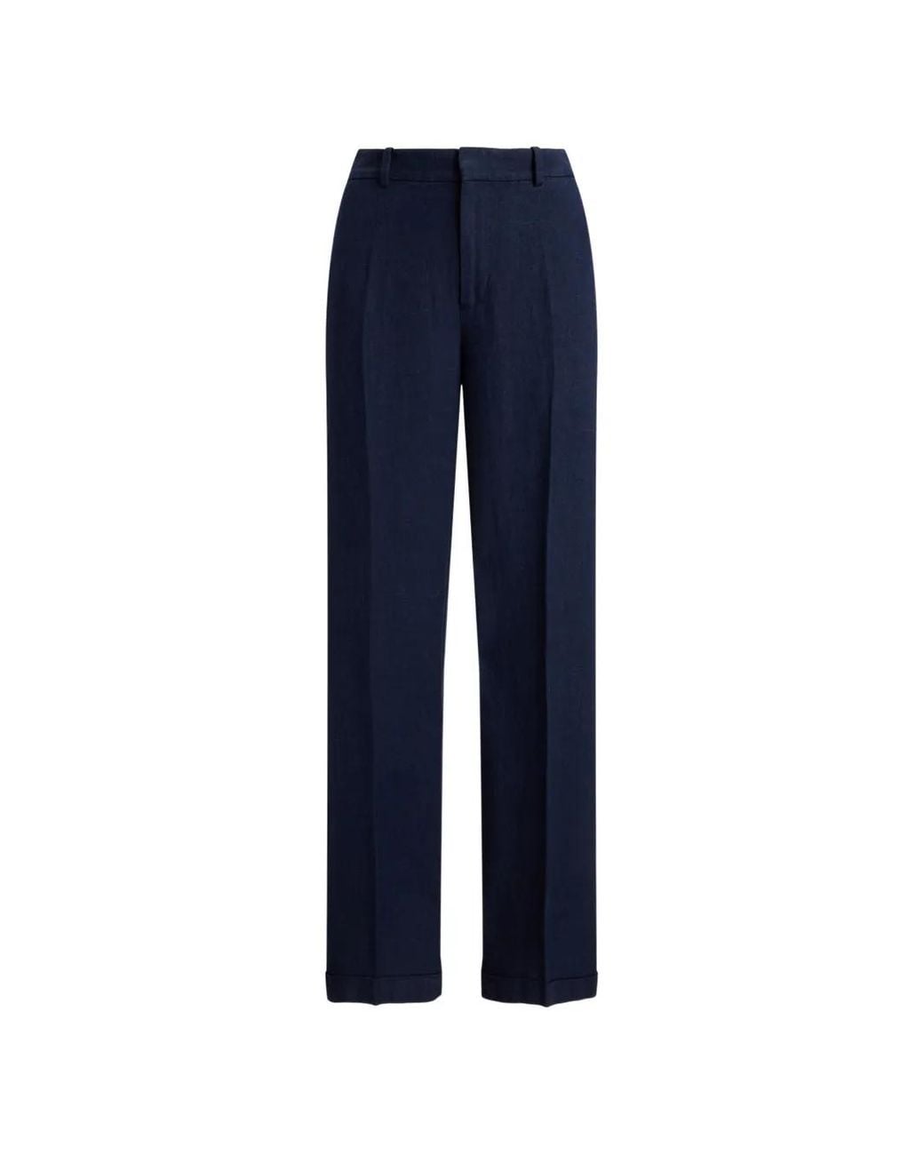 Polo Ralph Lauren Blue Linen Wide-Leg Trousers