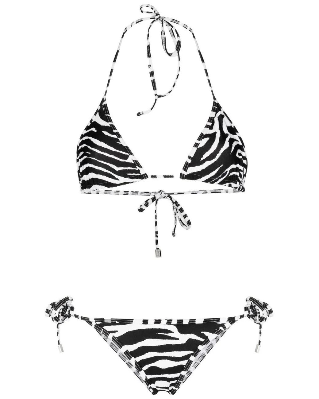 The Attico White Zebra Print Bikini Set