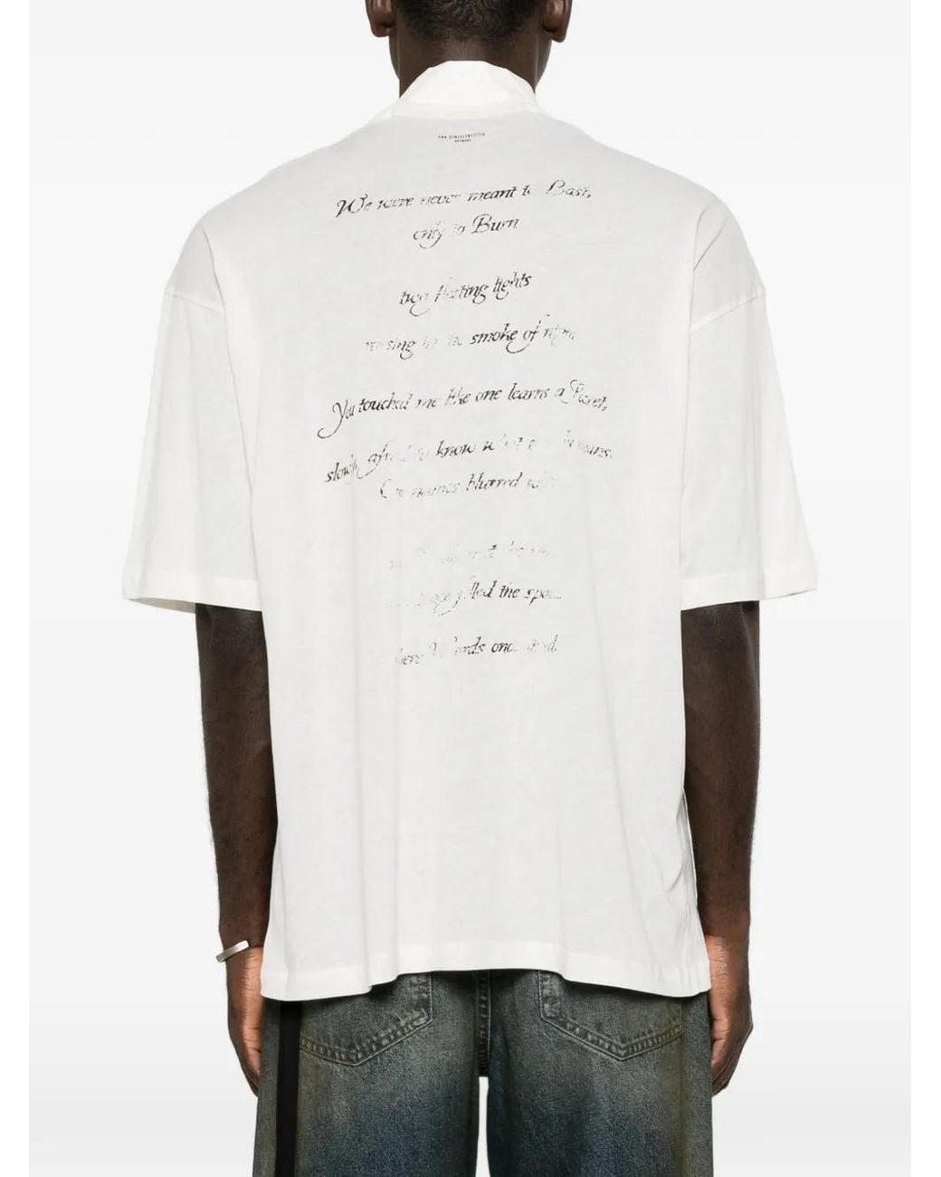 Ann Demeulemeester White Pussy-Bow Short-Sleeve T-Shirt for men