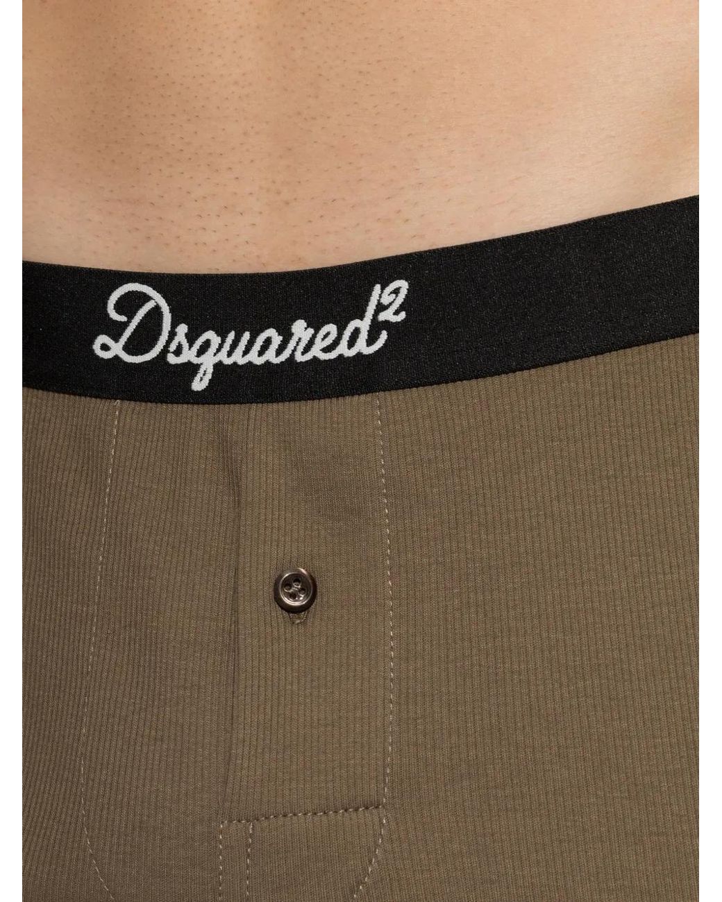 DSquared² Brown Logo-Waistband Ribbed Boxers for men