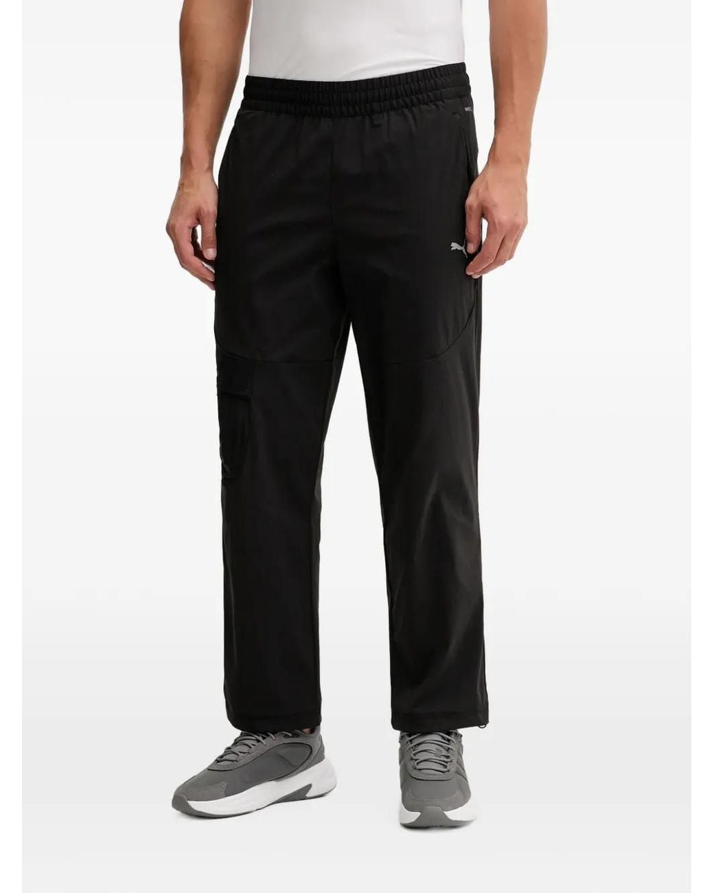 PUMA Black Logo-Print Cargo Pants for men
