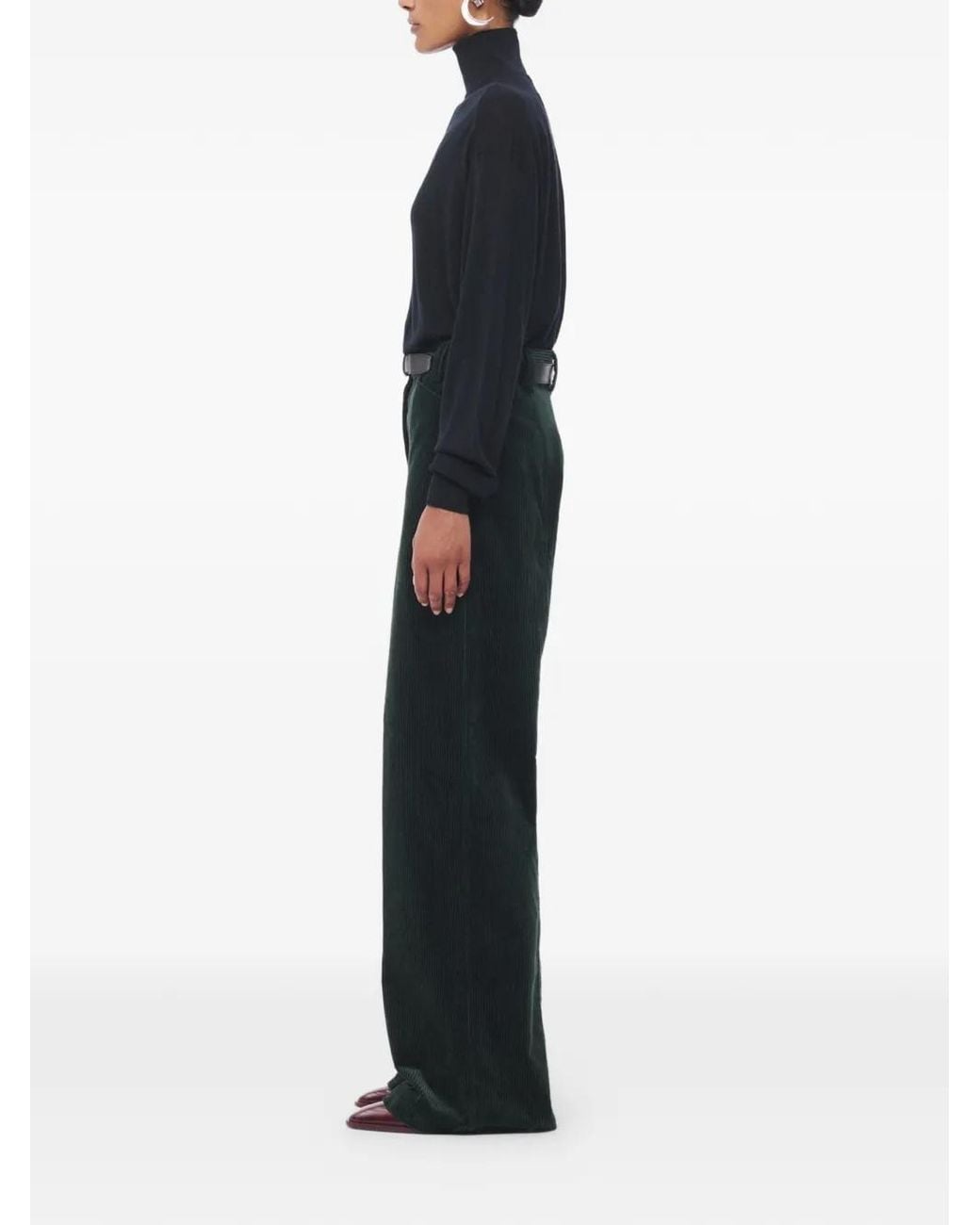 Another Tomorrow Black Fine-Knit Turtleneck Long-Sleeve Top