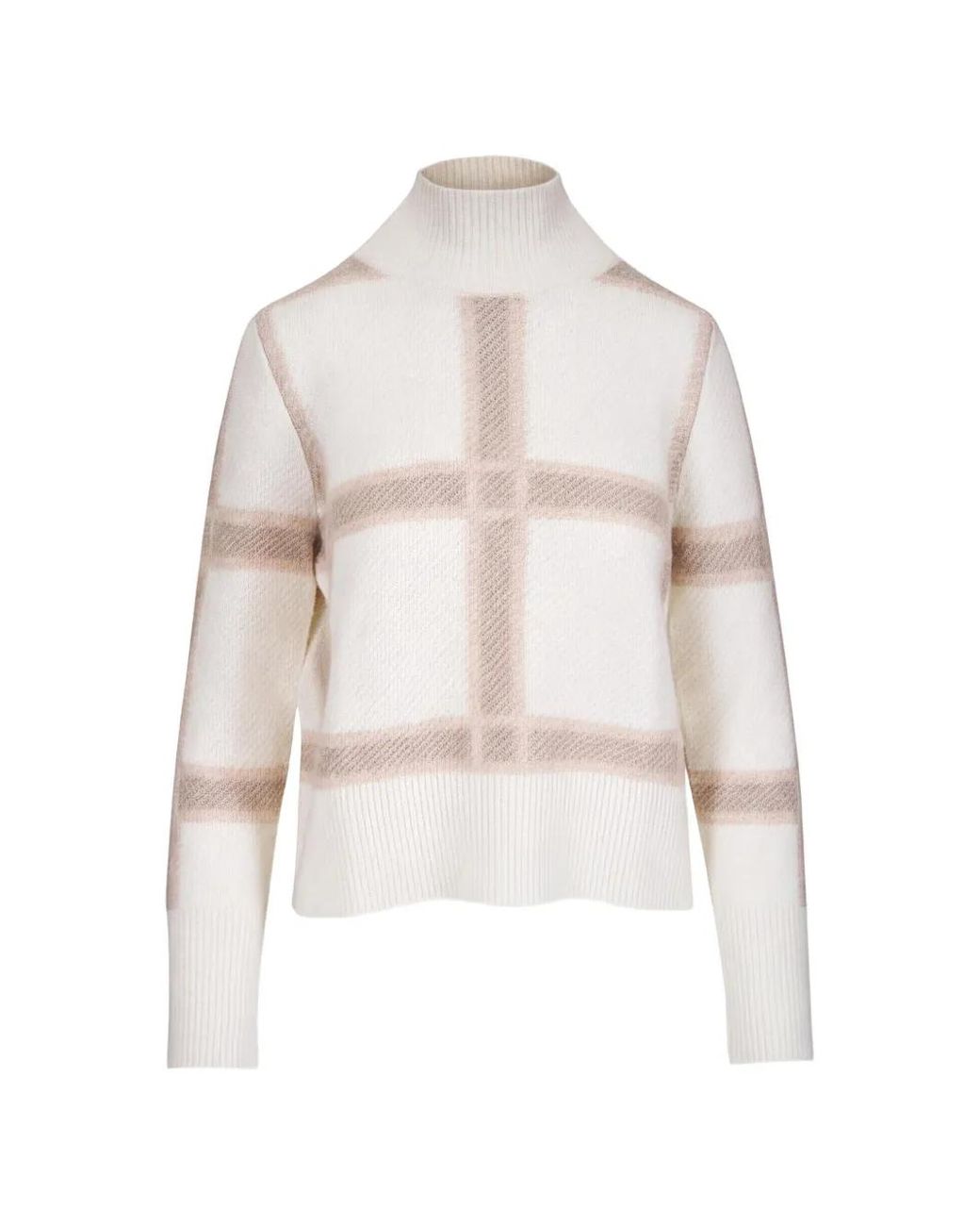 Akris Punto White Check-Pattern High-Neck Sweater