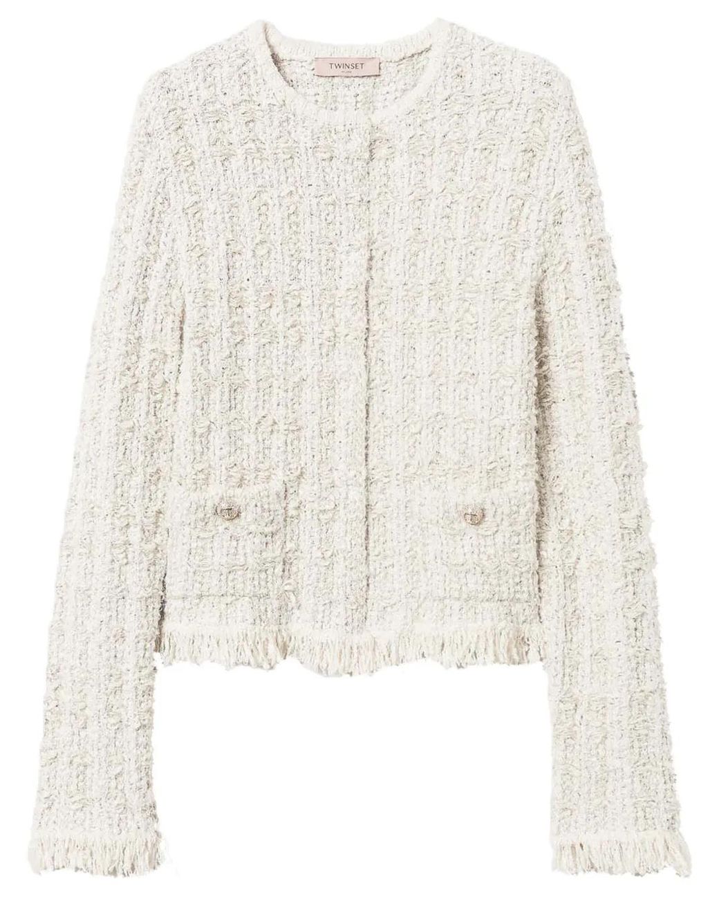 Twinset White Tweed Lurex Jacket