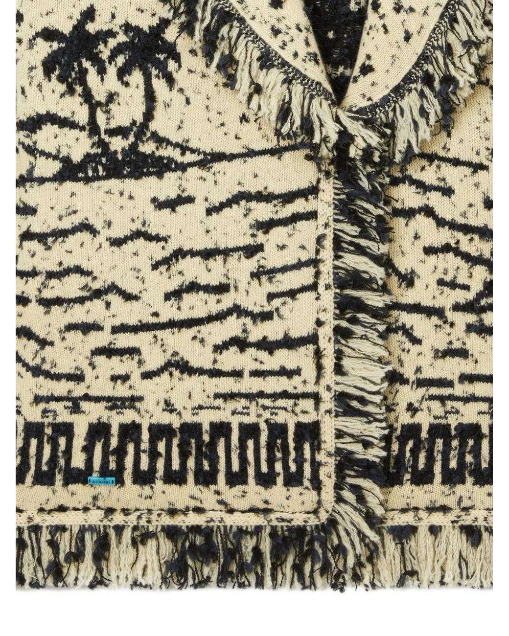 Alanui Metallic Ocean Whispers Fringed Graphic-Pattern Cardigan