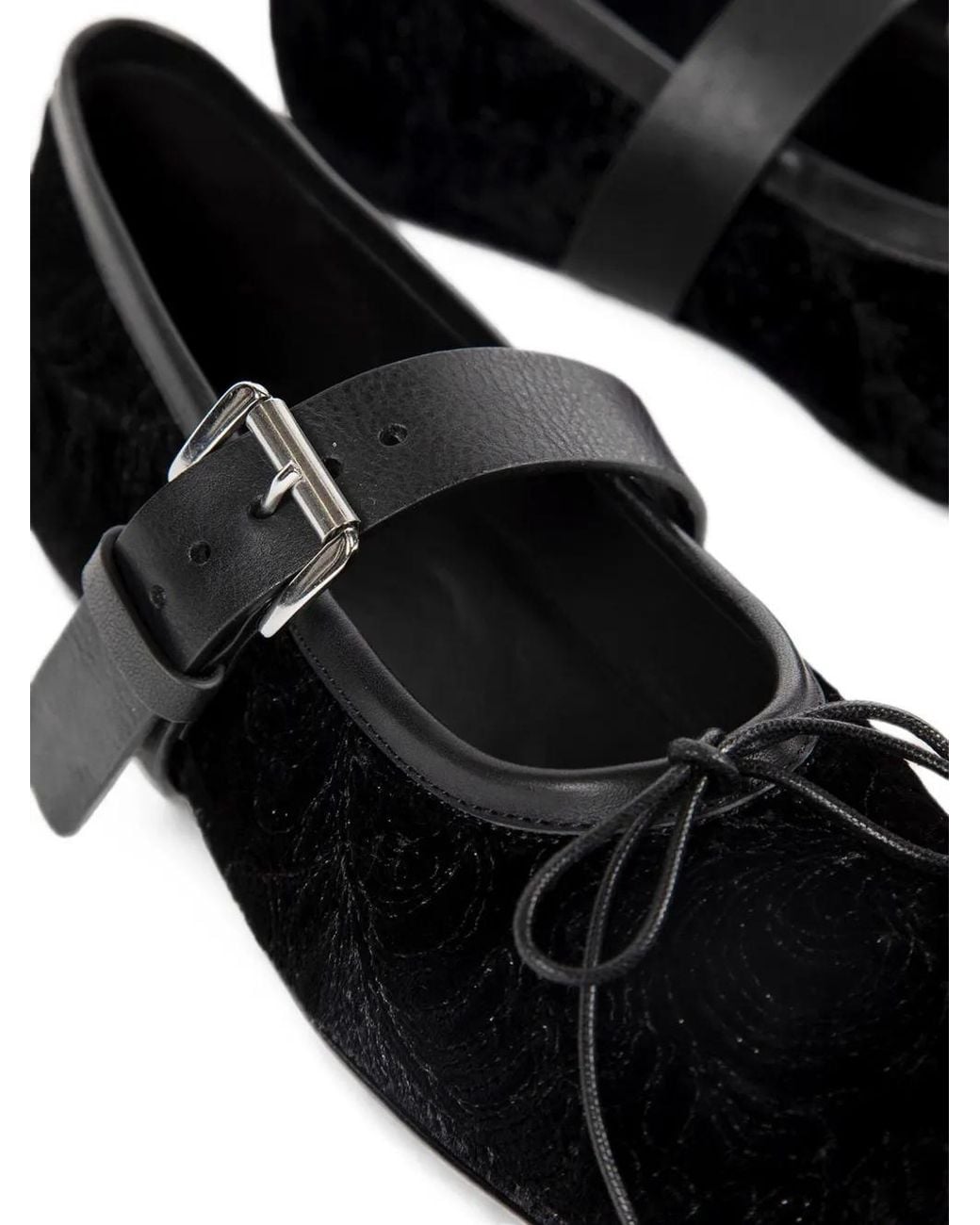 Ann Demeulemeester Black Paisley-Embroidered Velvet Ballet Flats
