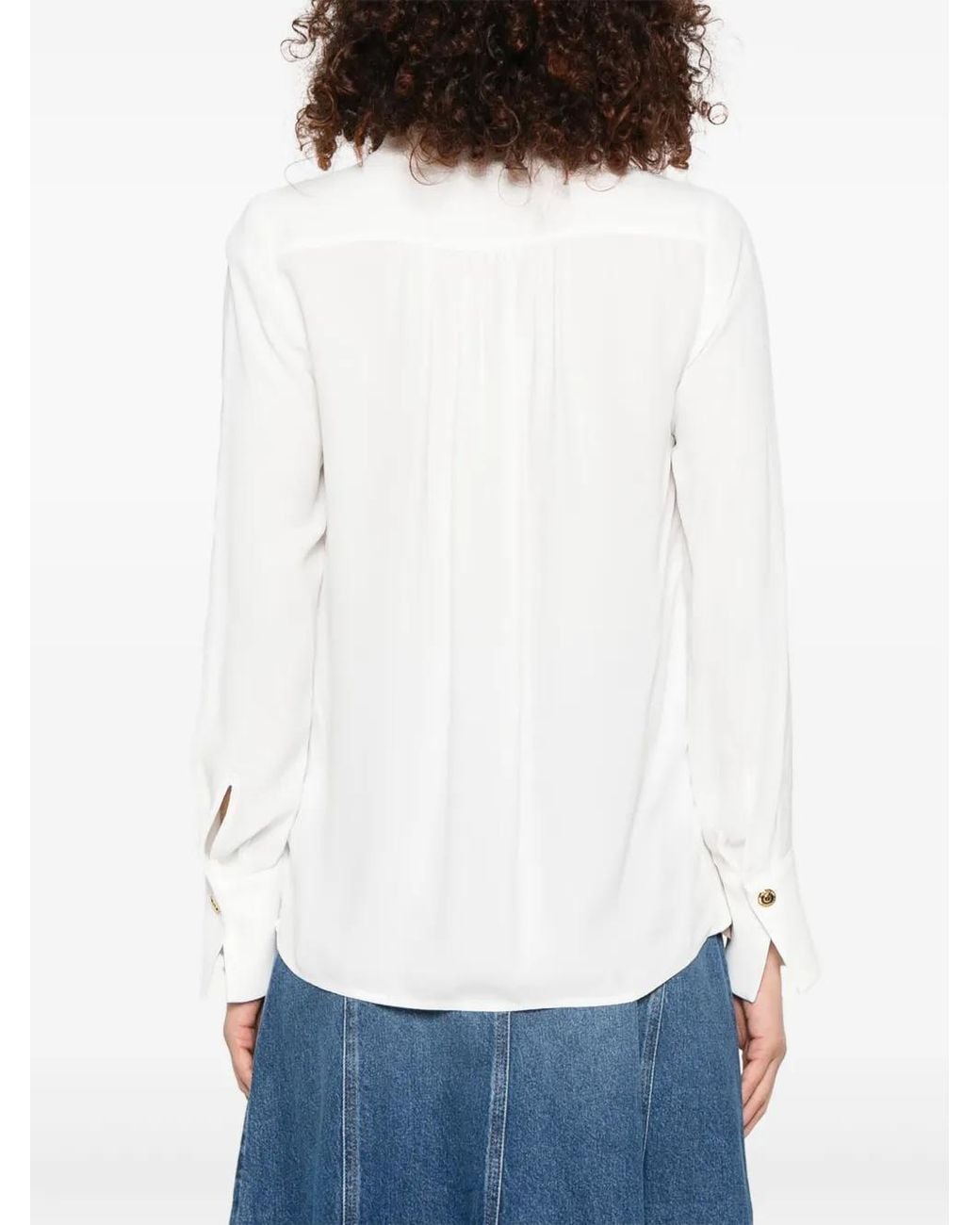 Elisabetta Franchi White Logo-Charms Georgette Blouse