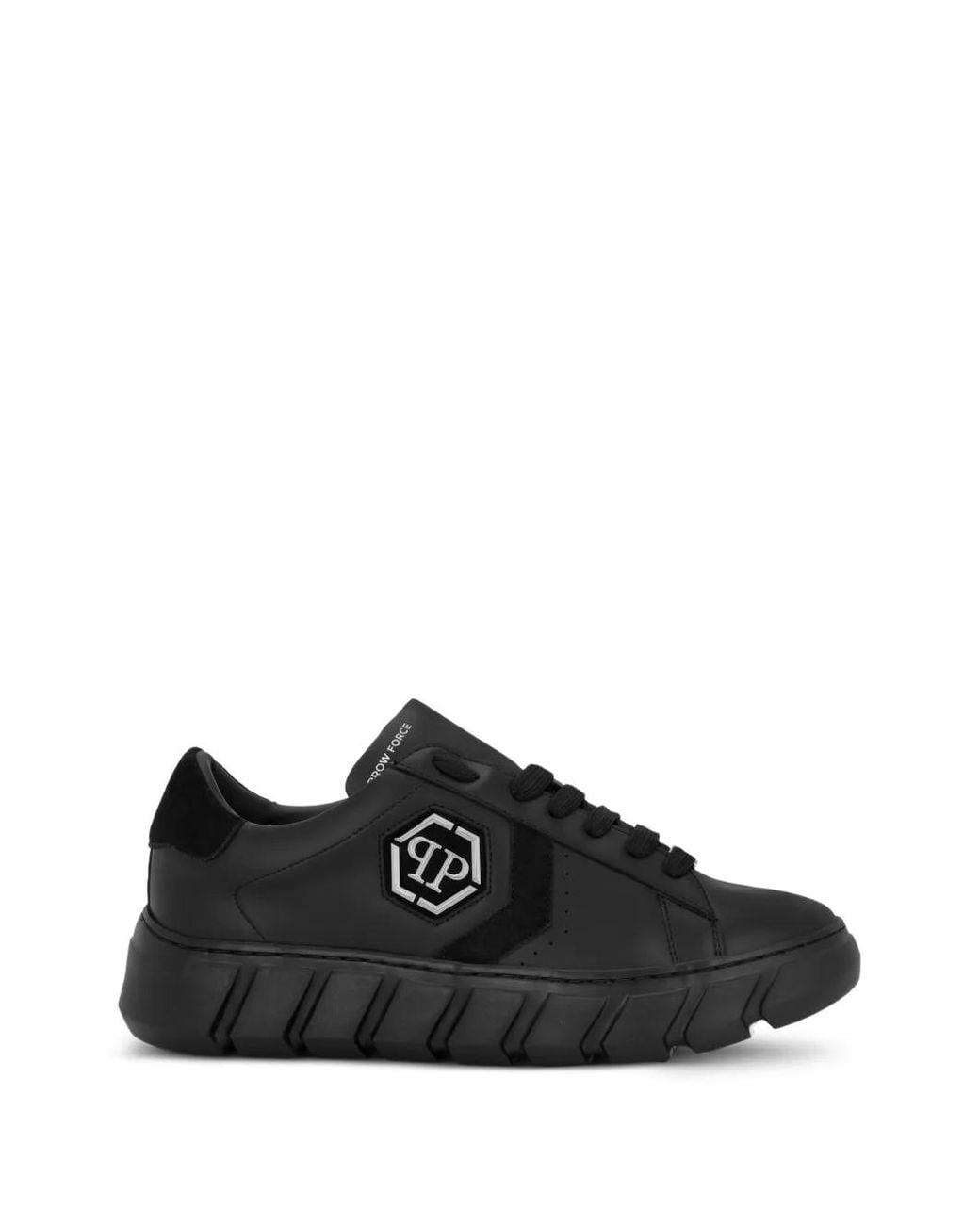 Philipp Plein Black Hexagon Force Leather Sneakers