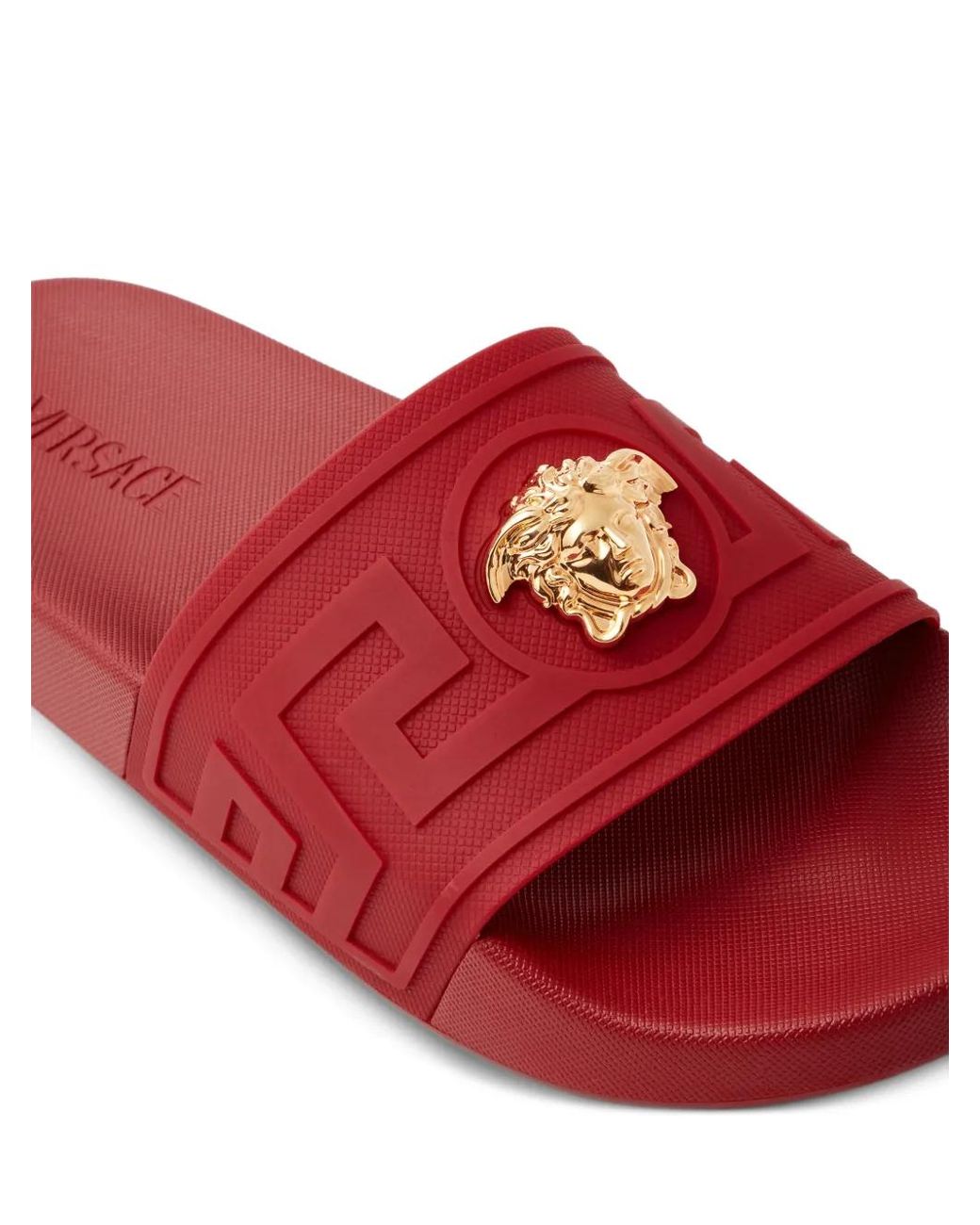 Versace Red Claquettes La Medusa En Caoutchouc for men